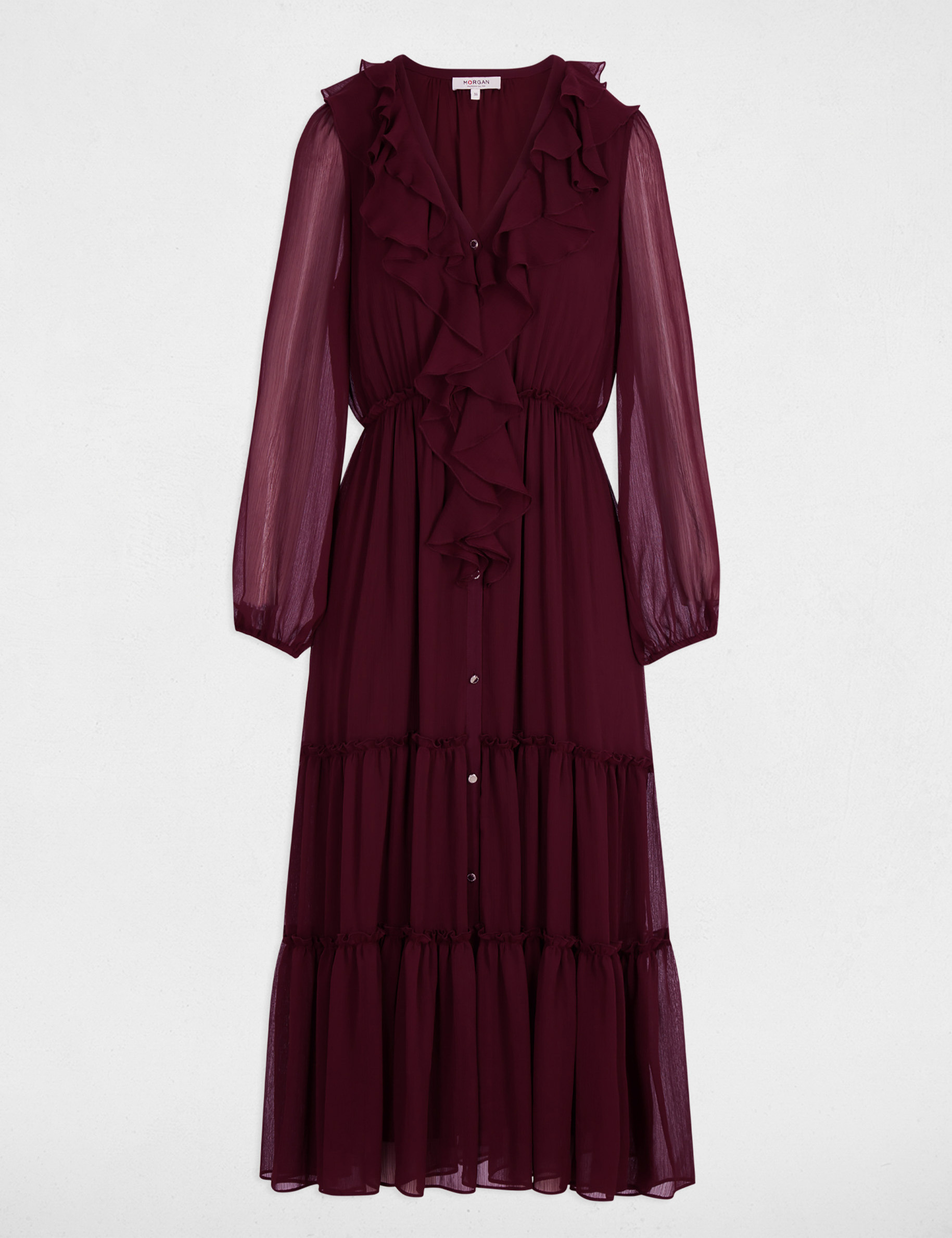 Robe longue fluide prune femme