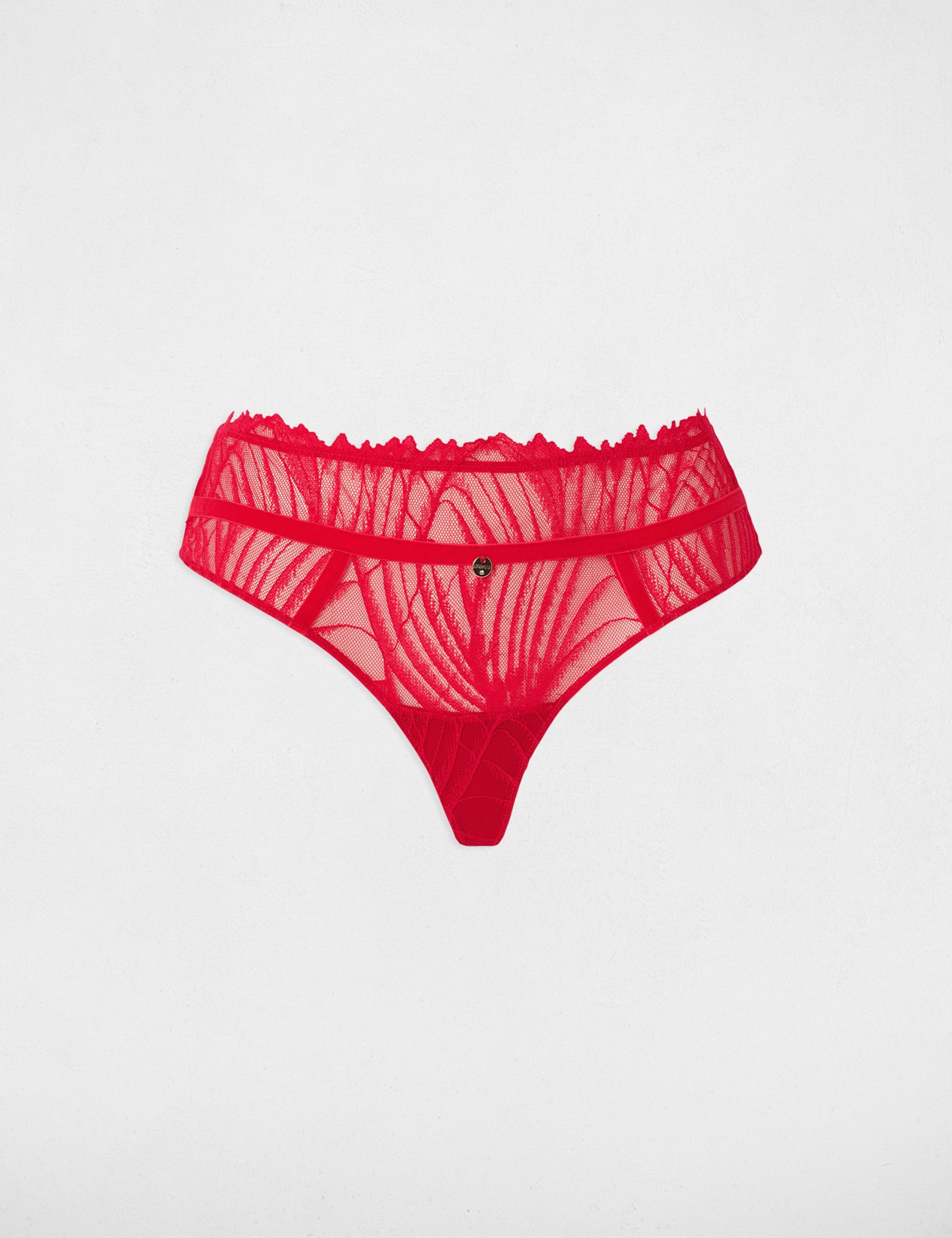 Shorty dentelle taille basse rouge femme