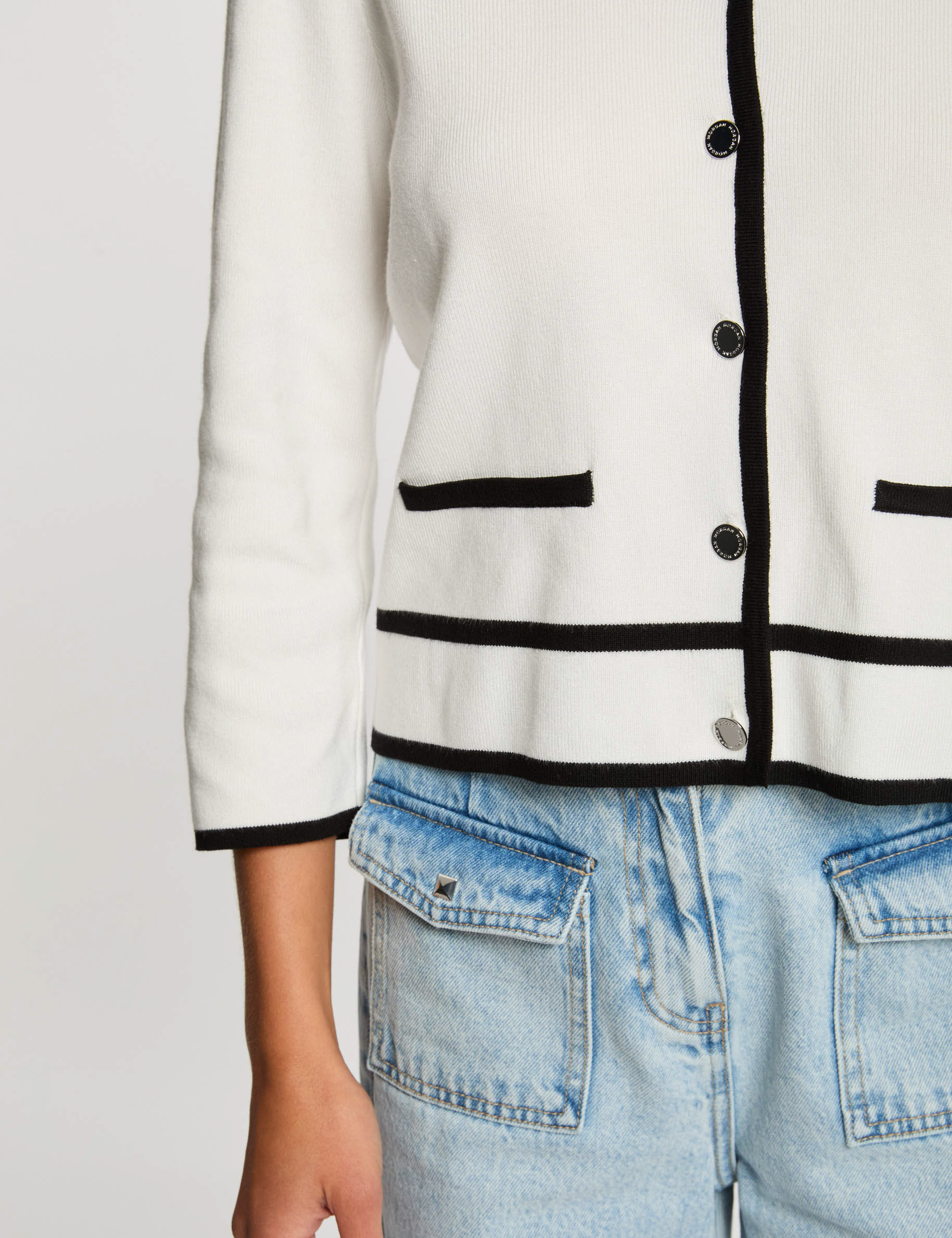 Gilet manches 3/4 blanc femme