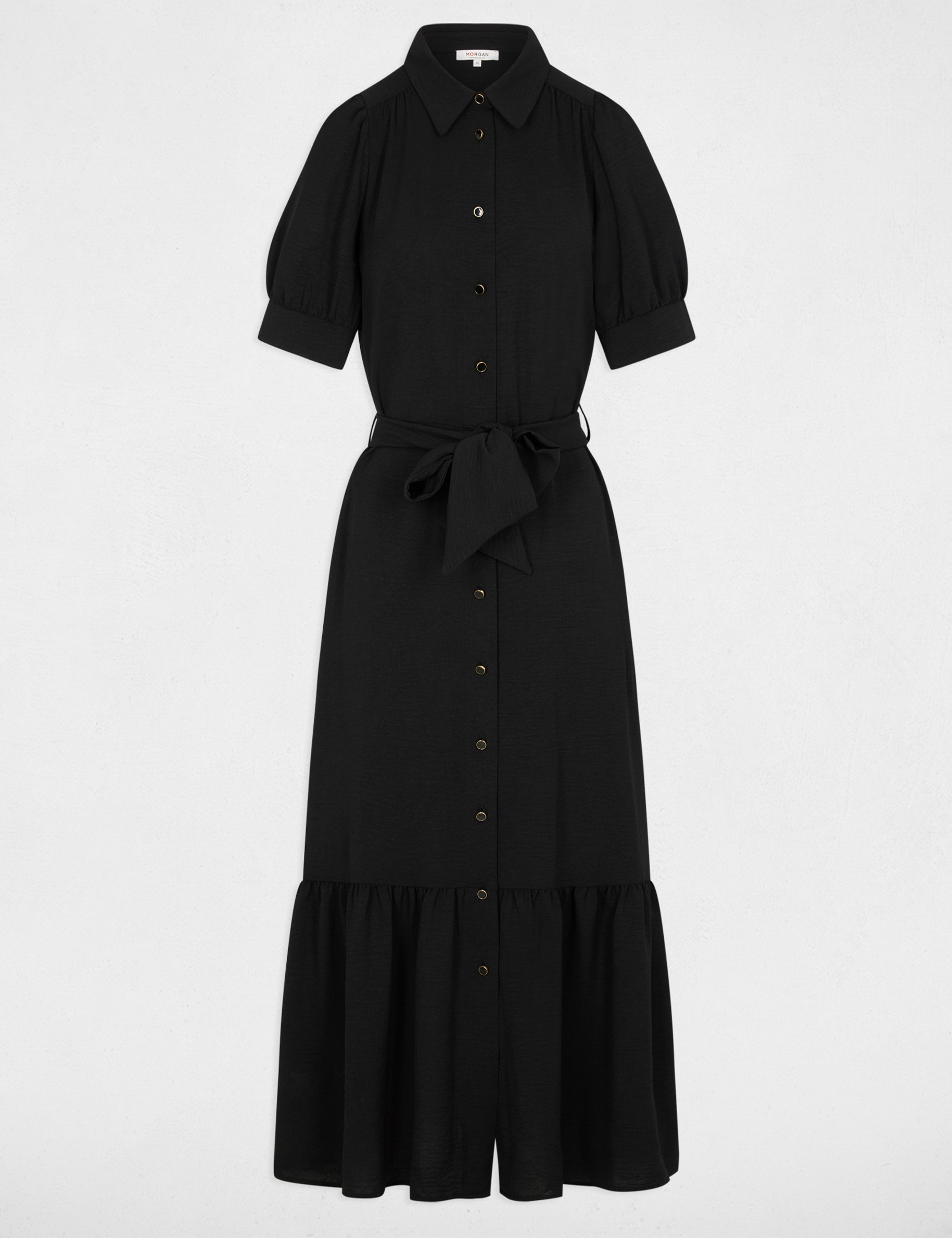 Kleid aus Strick mit Puff&auml;rmeln schwarz damen