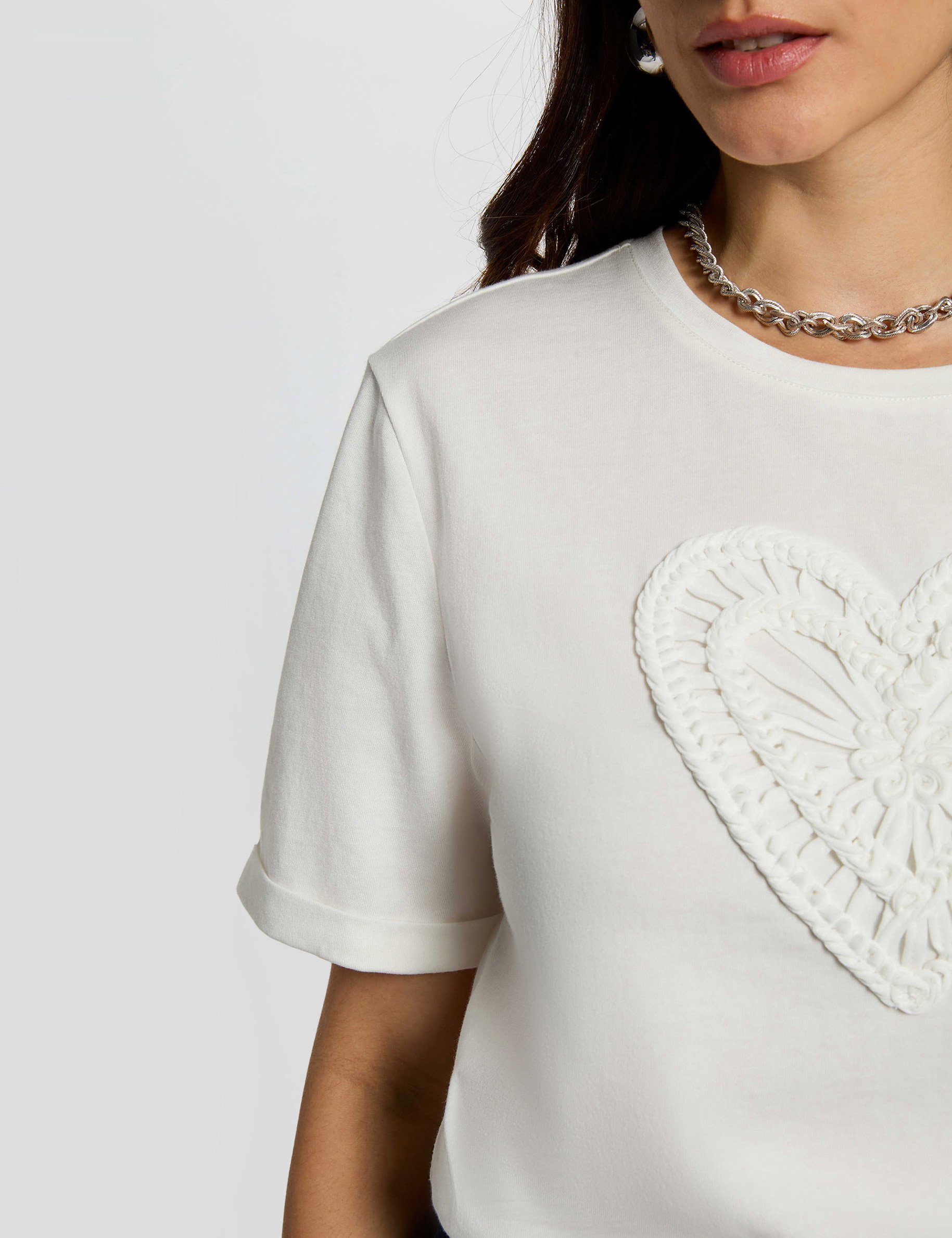 T-shirt droit manches courtes blanc femme