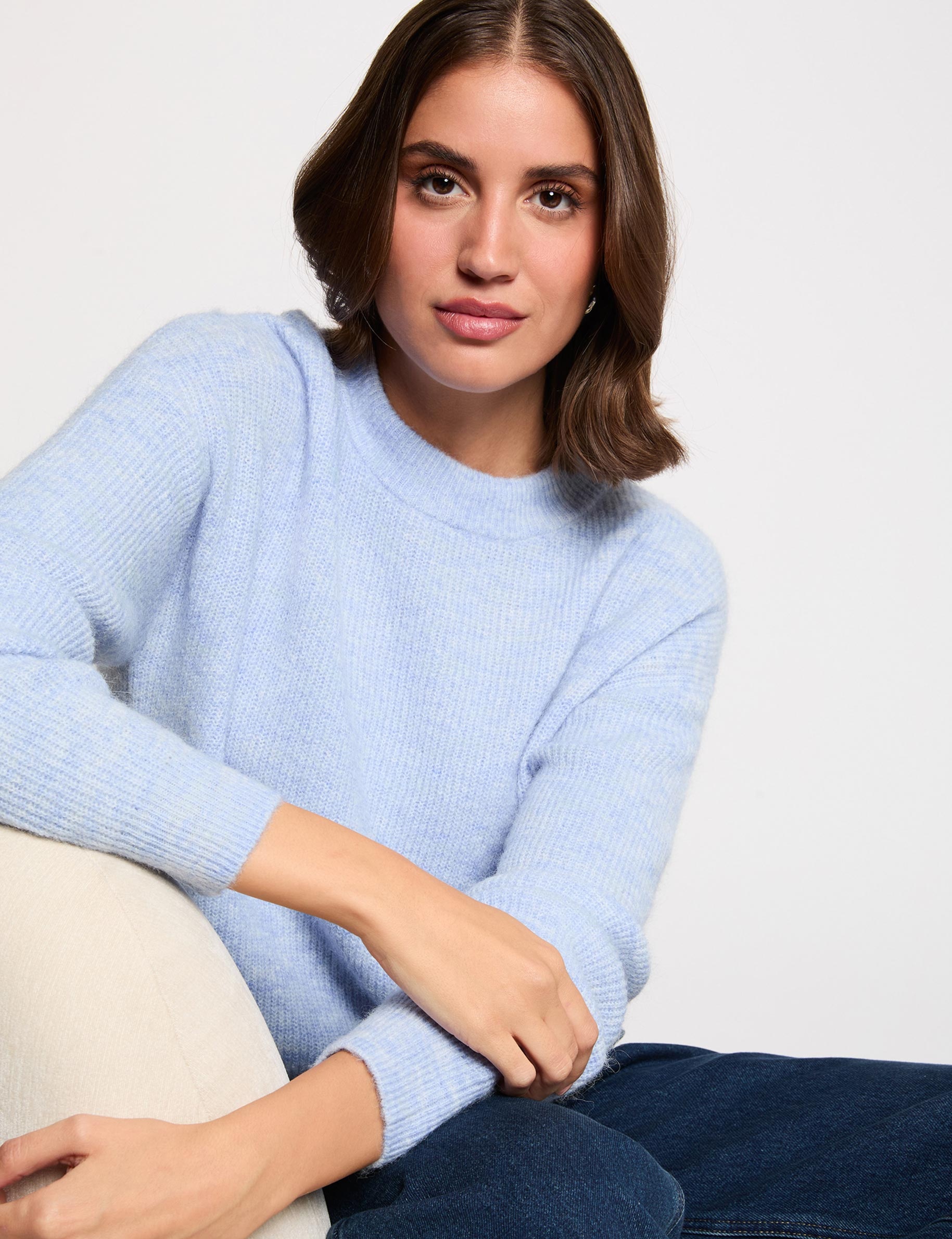 Pullover mit Rundhalsausschnitt himmelblau damen