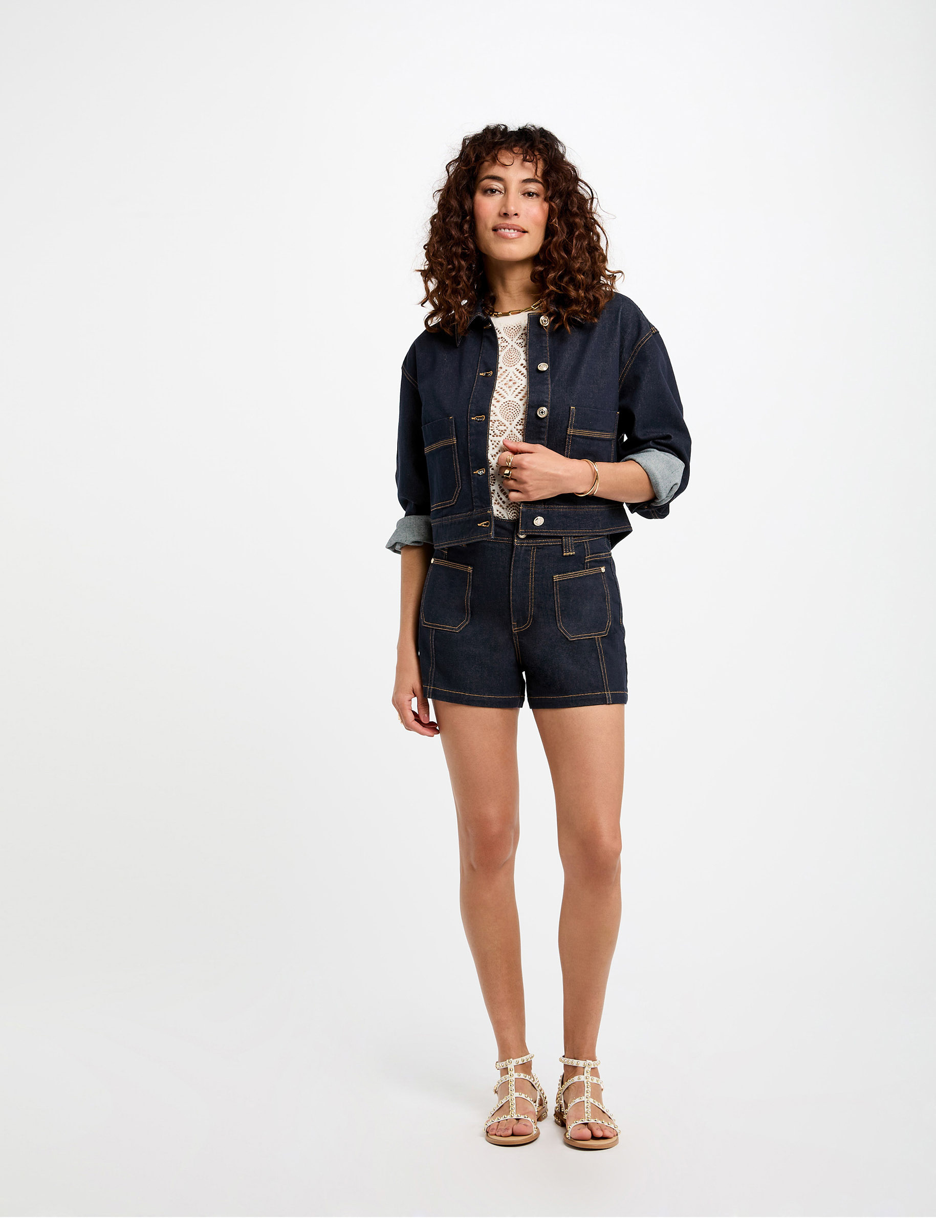 blouson court en jean denim brut femme Blouson court en jean denim brut femme