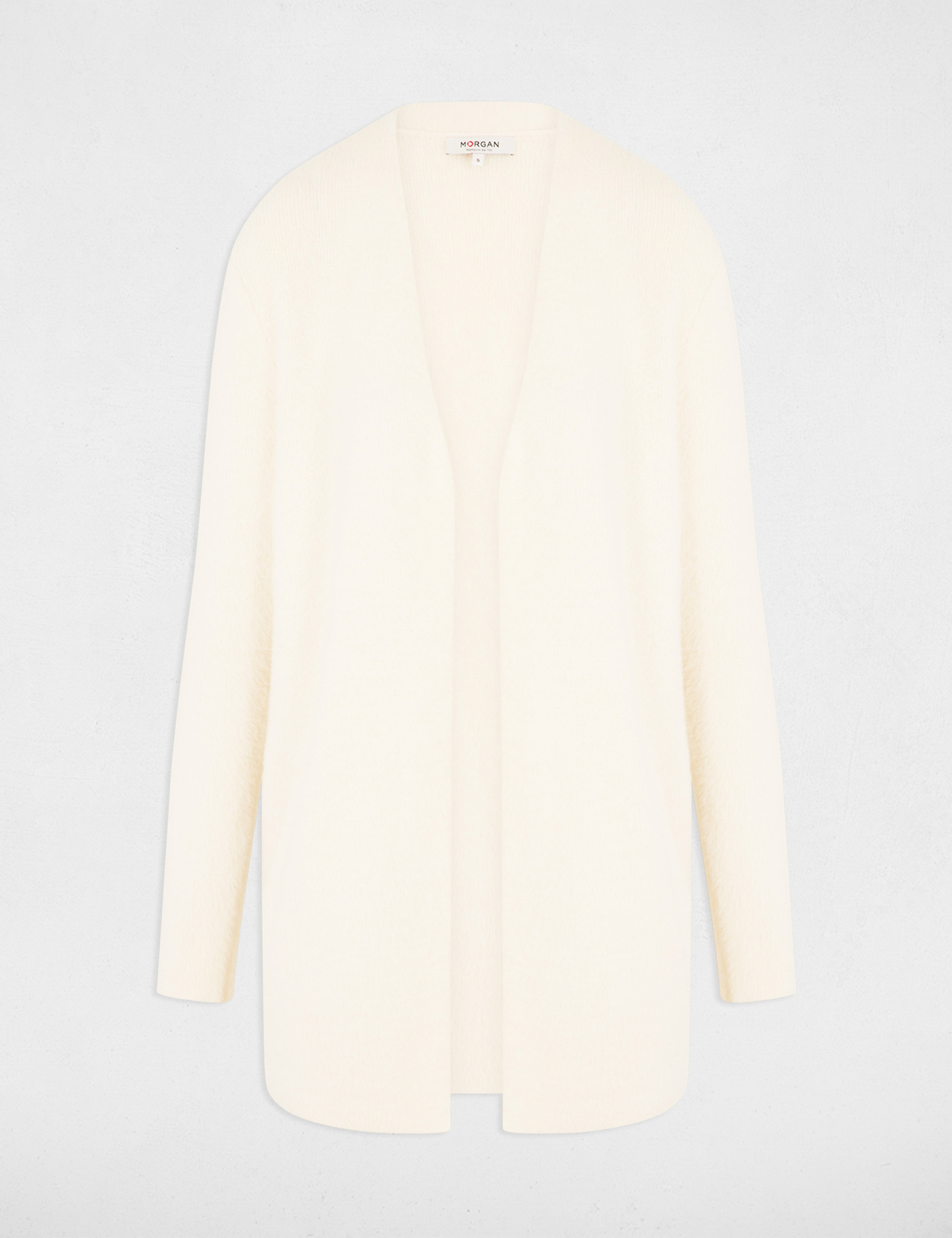 lange strickjacke mit flauschigem strick elfenbein damen Lange Strickjacke mit flauschigem Strick elfenbein damen