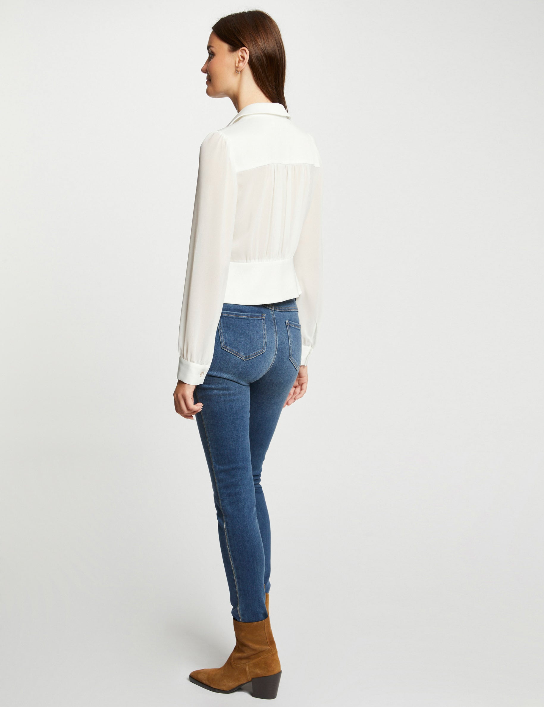 Taillierte Satinbluse elfenbein damen