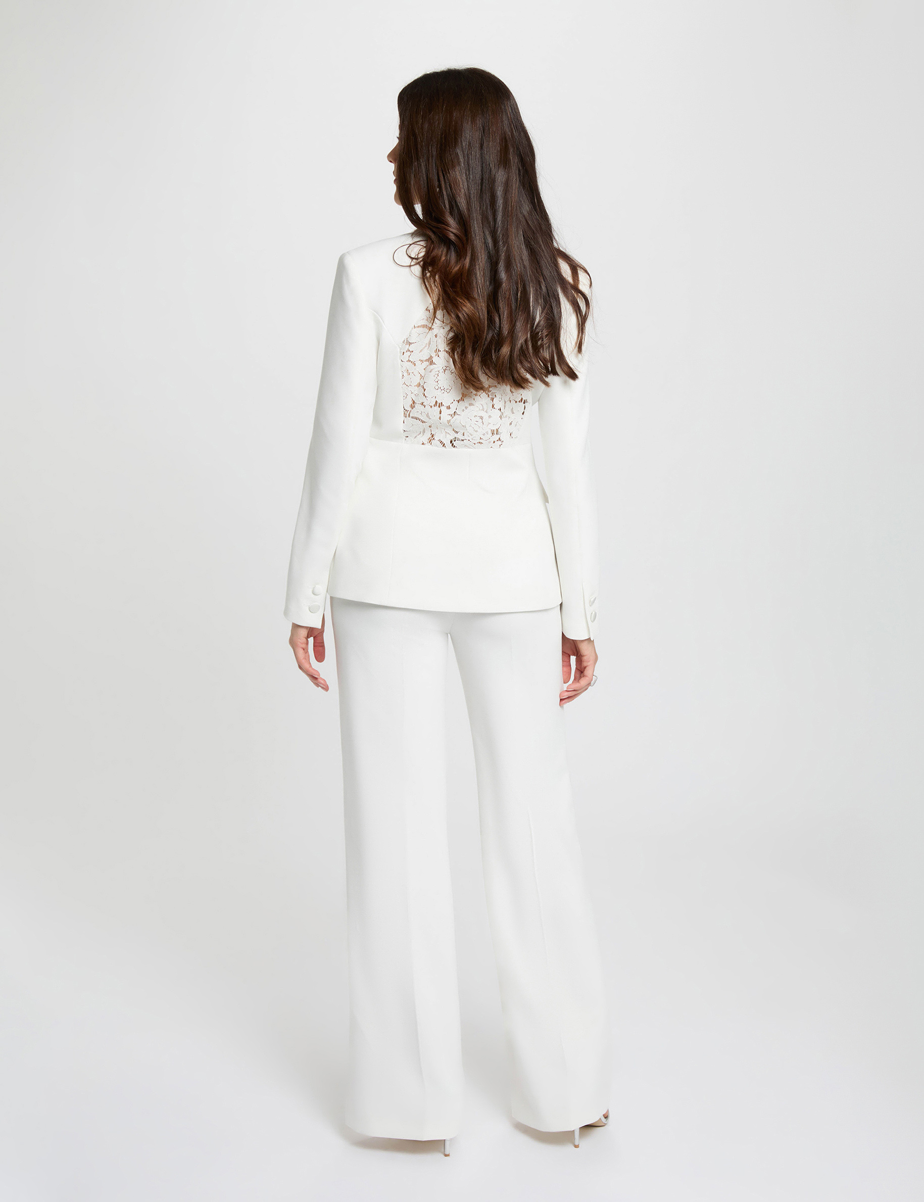 Weite hochgeschnittene Hose weiss damen