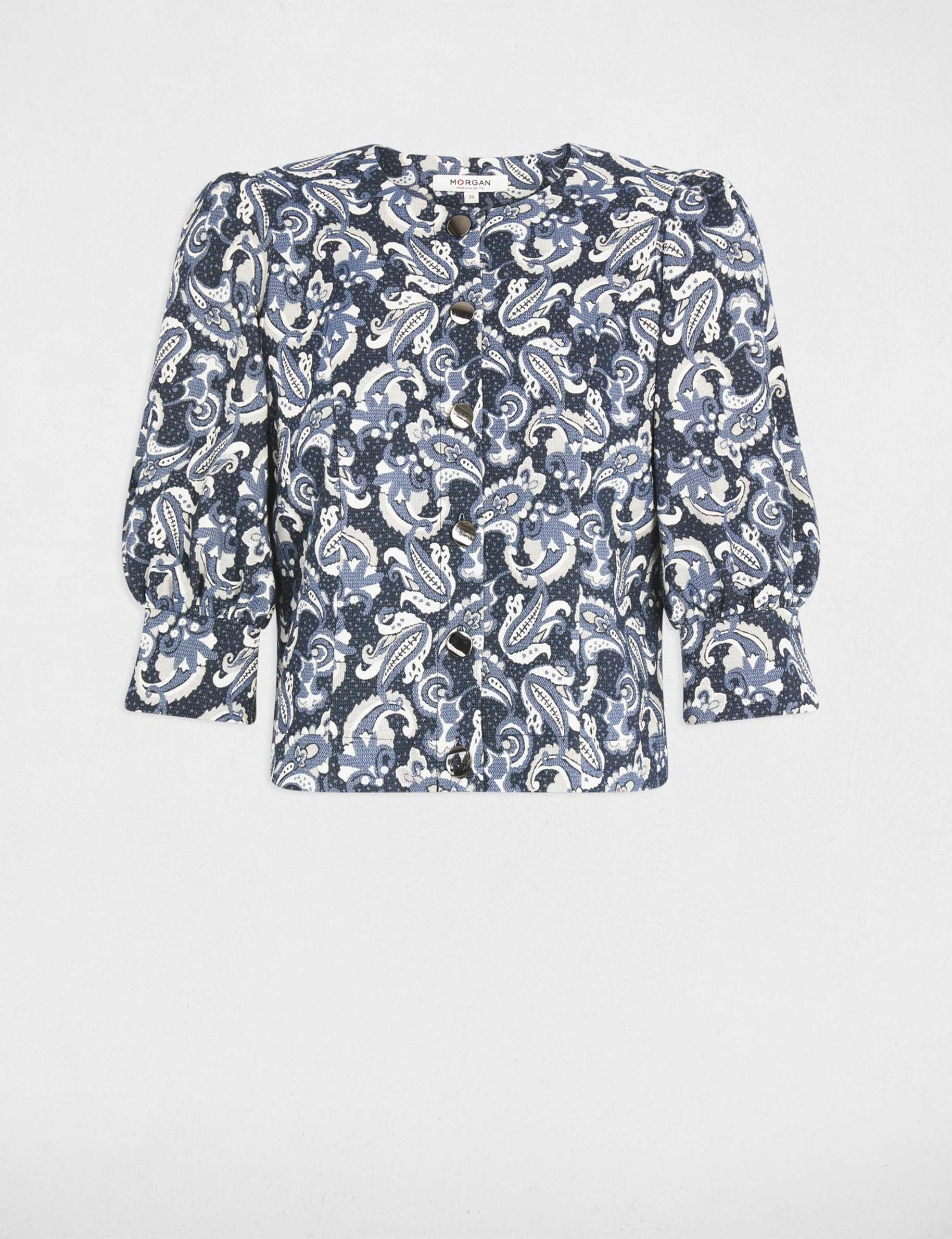 Veste manches bouffantes bleu femme