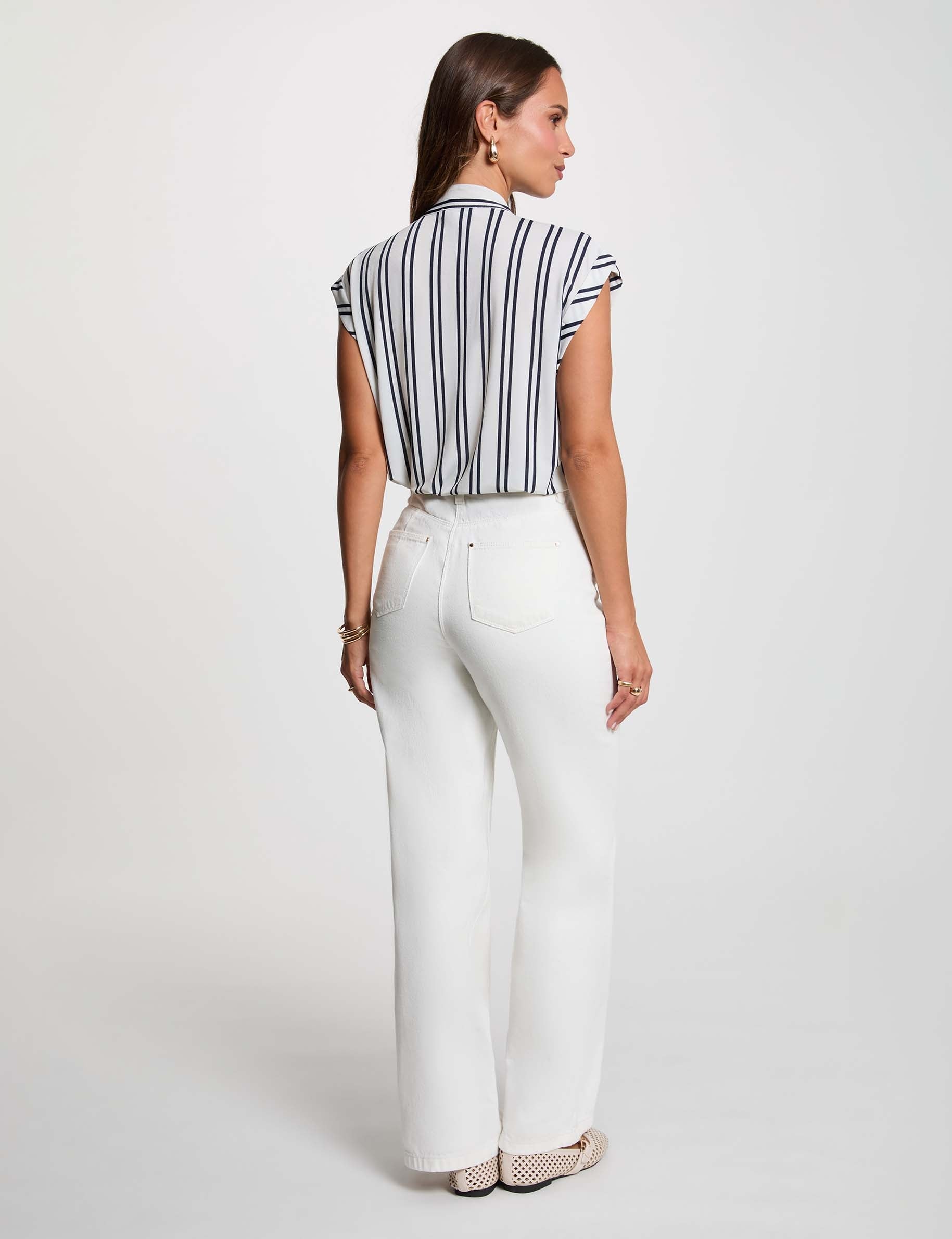 Bluse mit Lavalli&egrave;re-Kragen weiss damen
