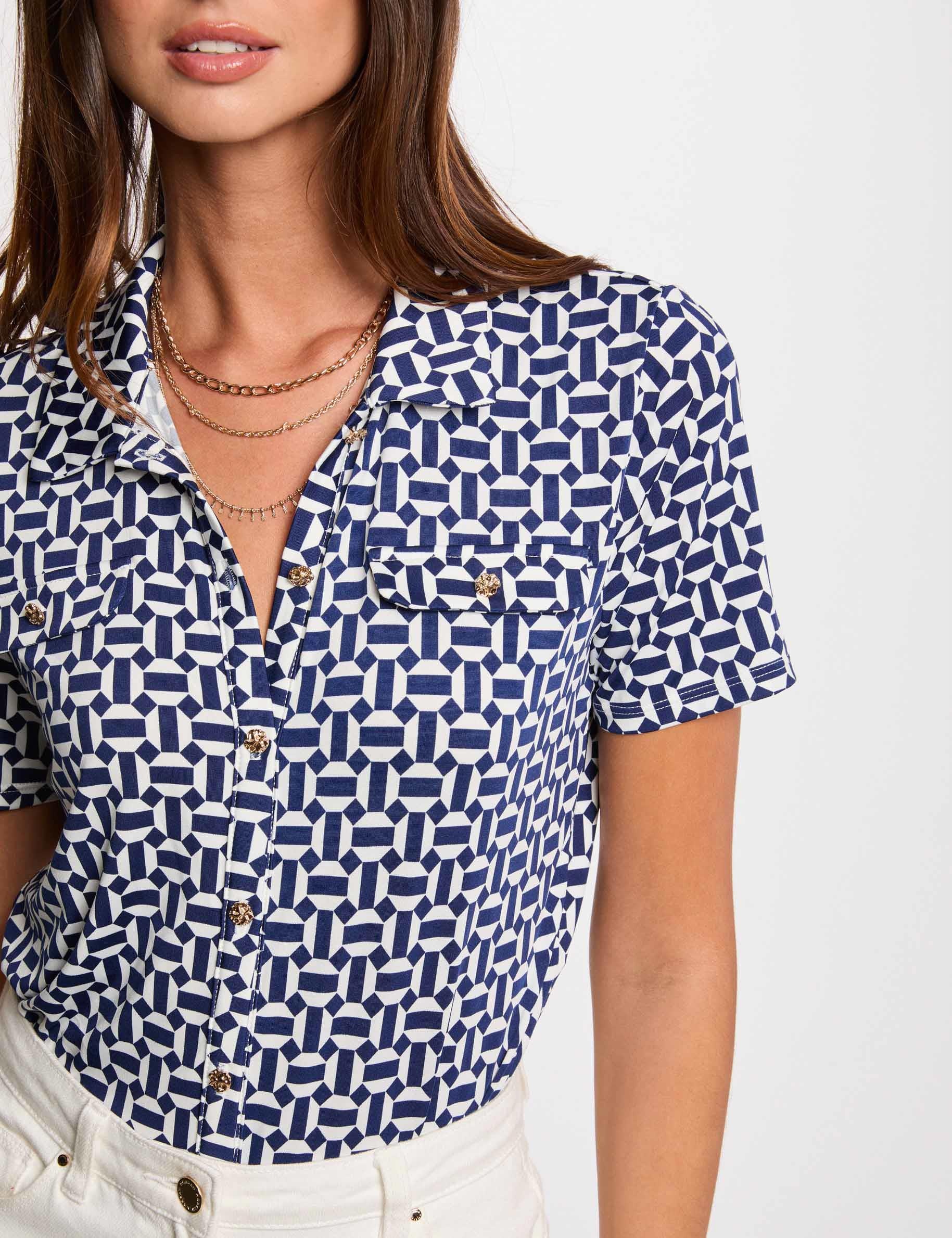 Blouse manches courtes blanc femme