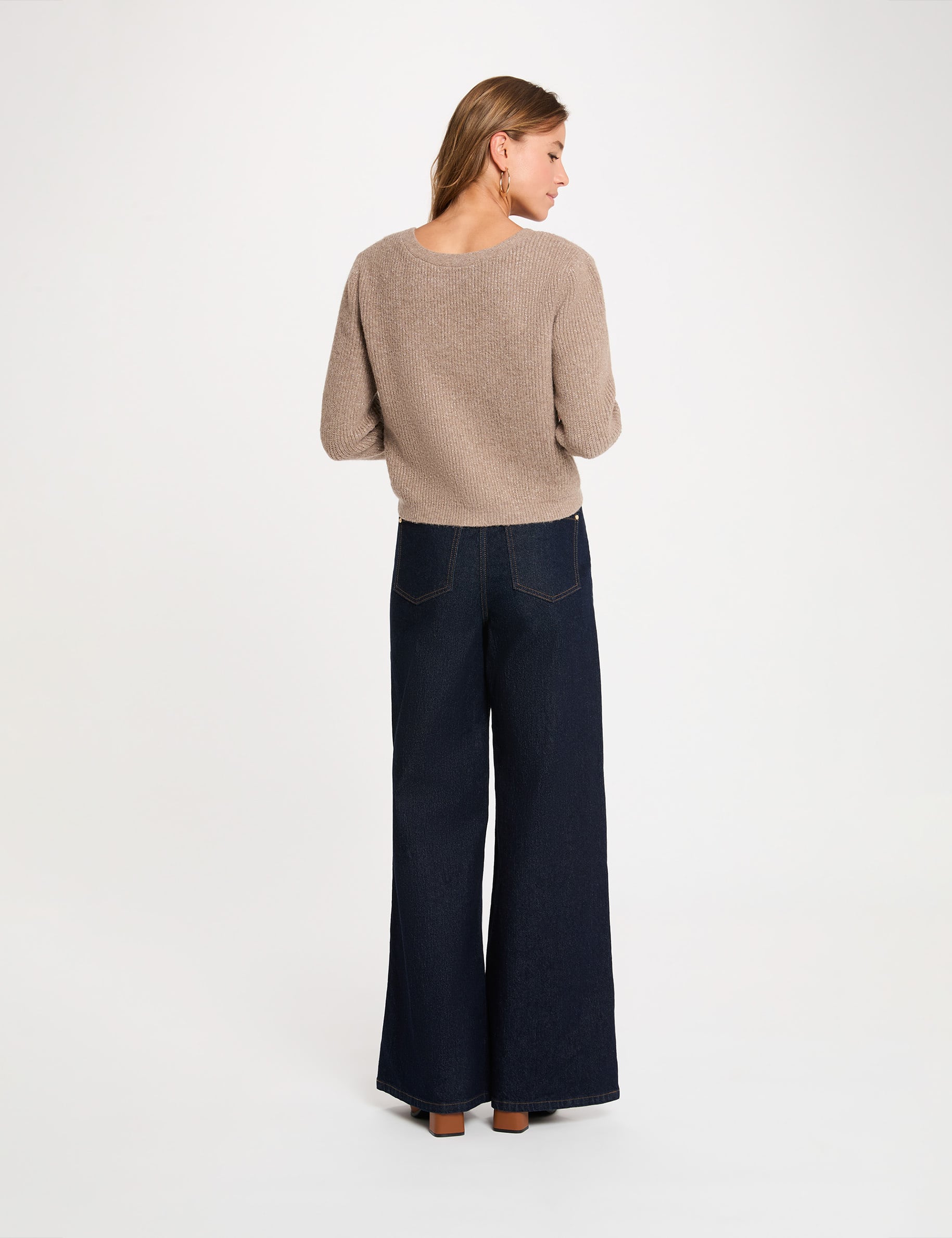 Strickweste mit V-Ausschnitt mittelbeige damen
