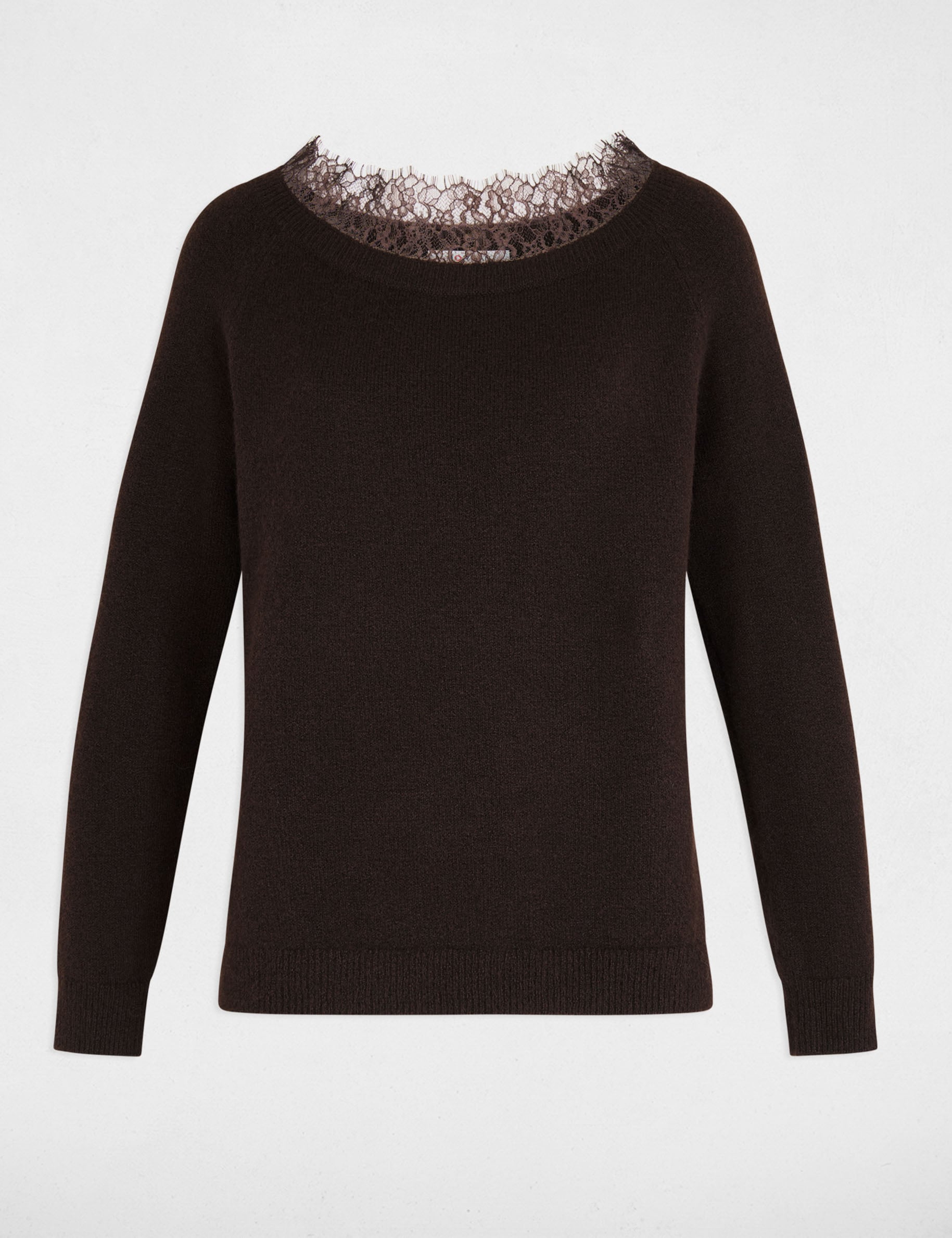 Pull col bateau marron fonc&eacute; femme