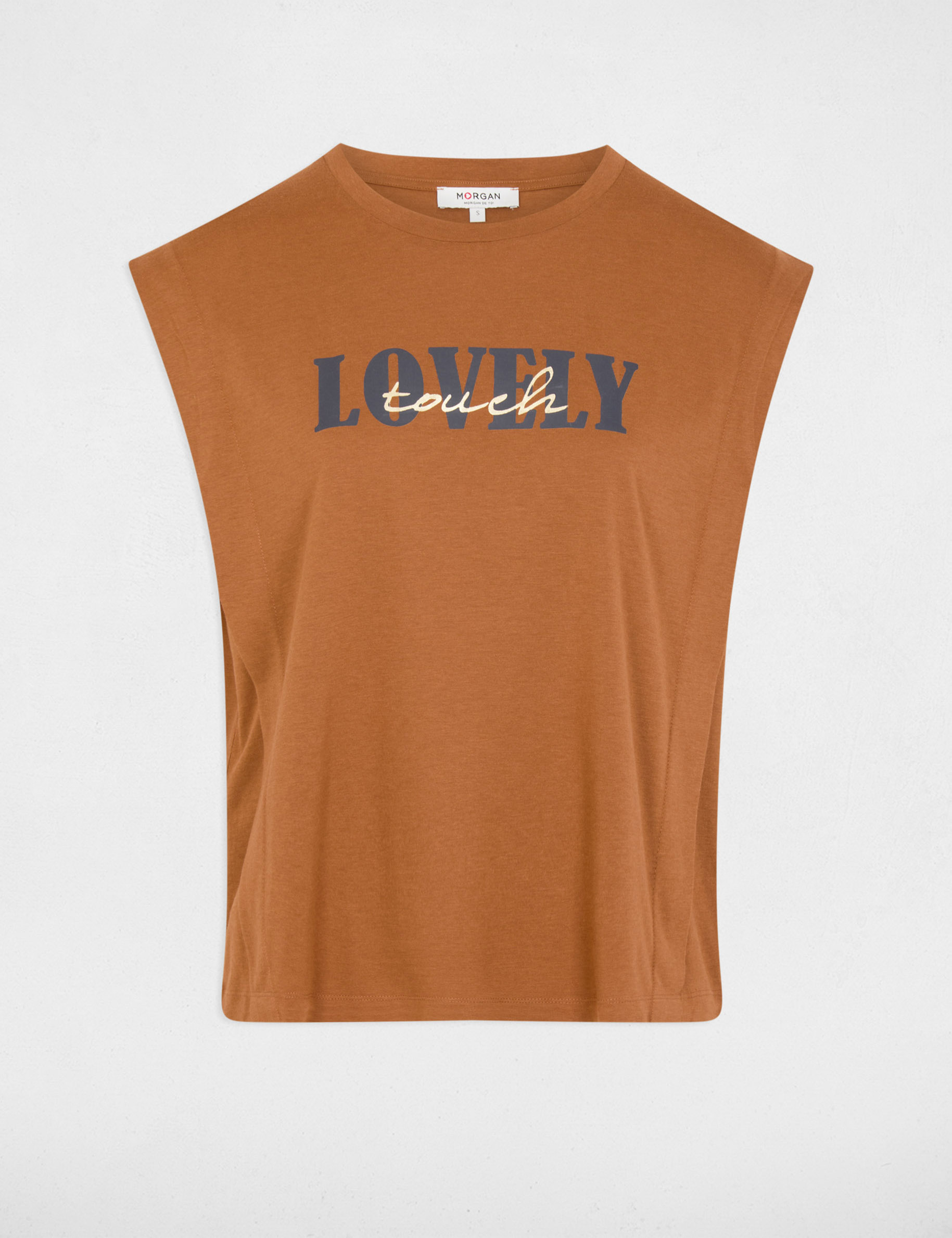 Gerade geschnittenes T-Shirt. kamel damen