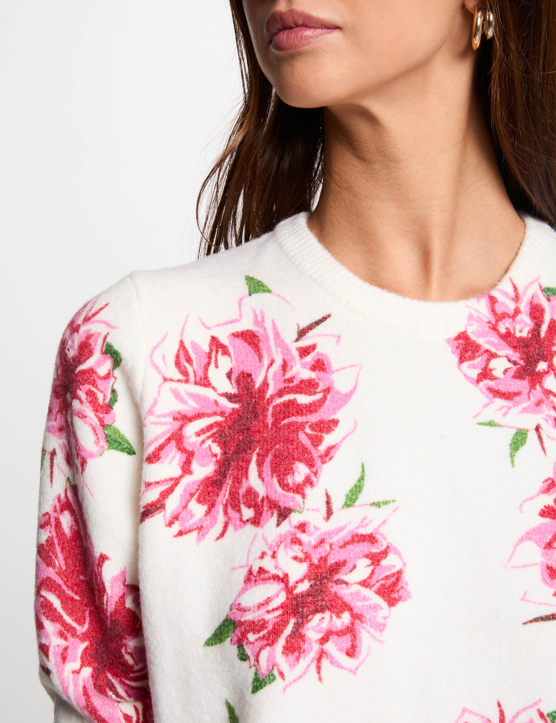 pullover mit blumenmuster elfenbein damen Pullover mit Blumenmuster elfenbein damen