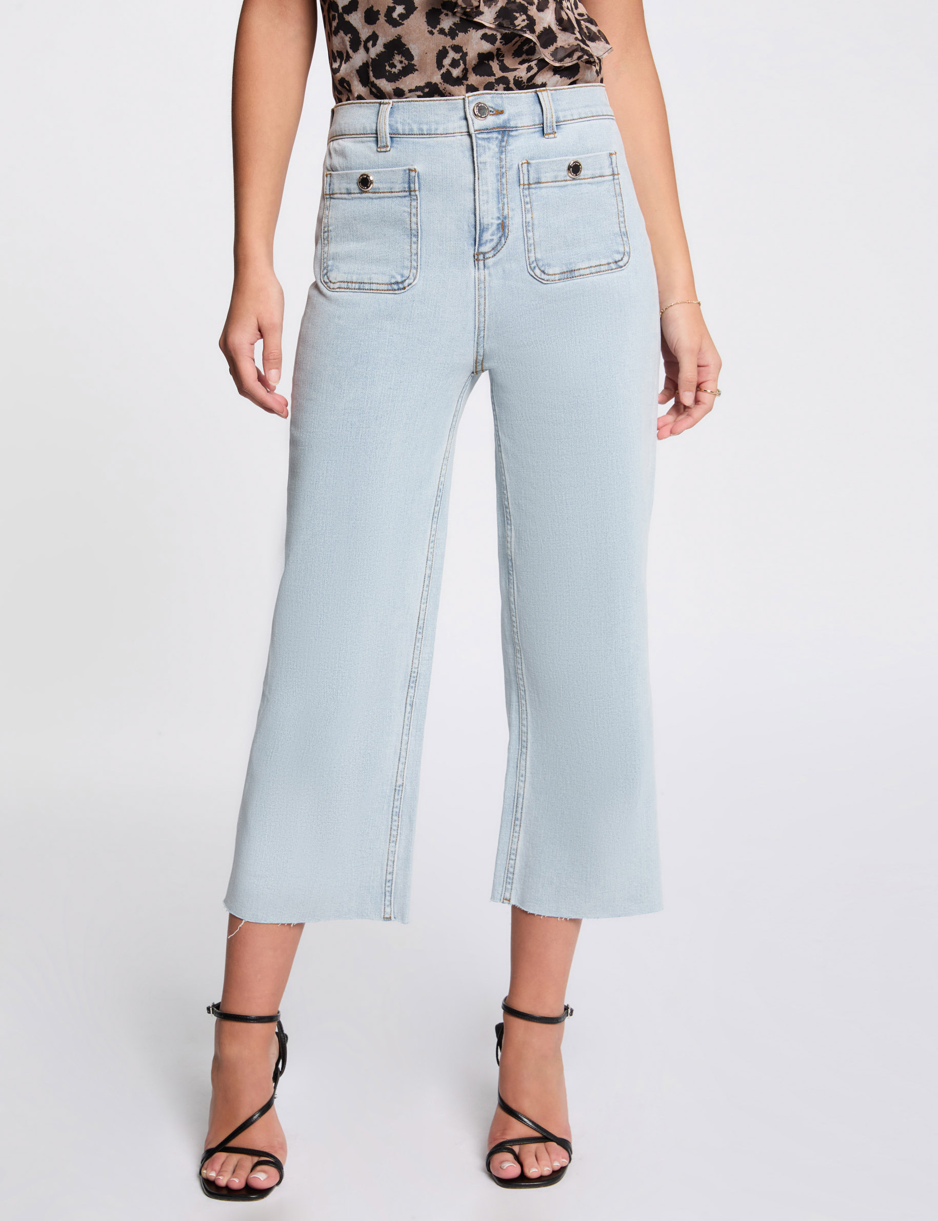 pantalon jambe large 78eme denim bleach femme Pantalon jambe large 7/8ème denim bleach femme