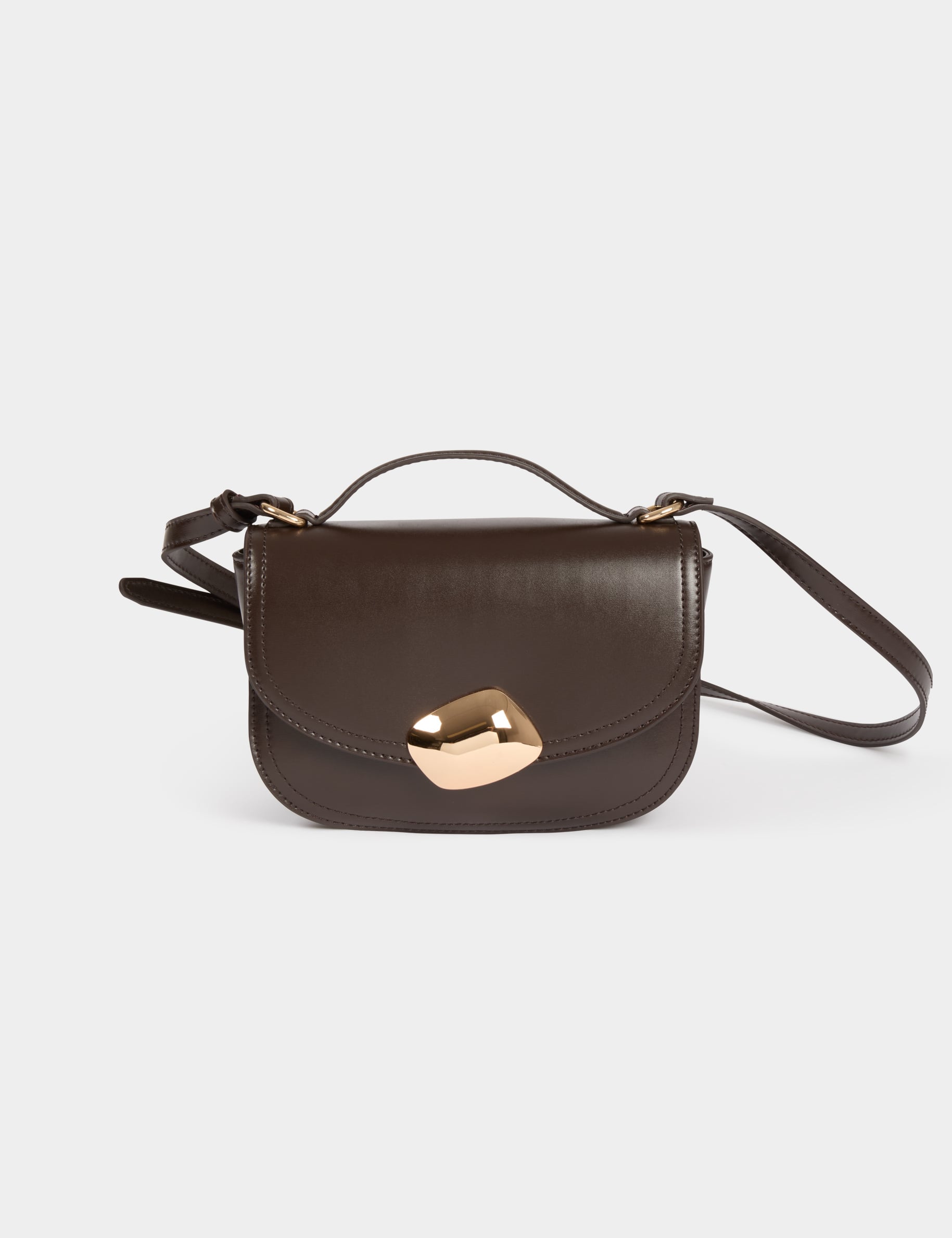Sac bo&icirc;te boucle marron fonc&eacute; femme