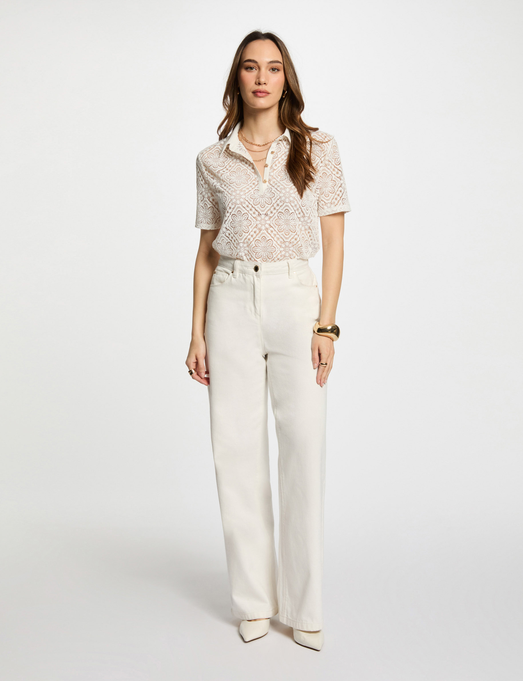 Polo manches courtes blanc femme