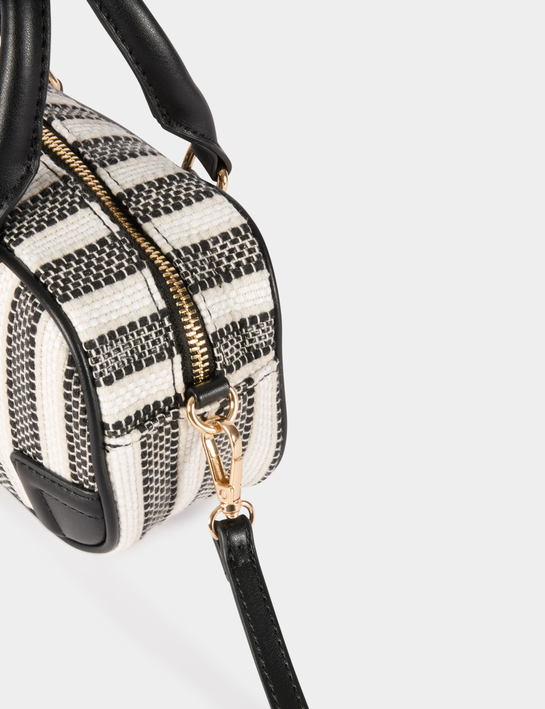 Sac tiss&eacute; ray&eacute; ivoire femme