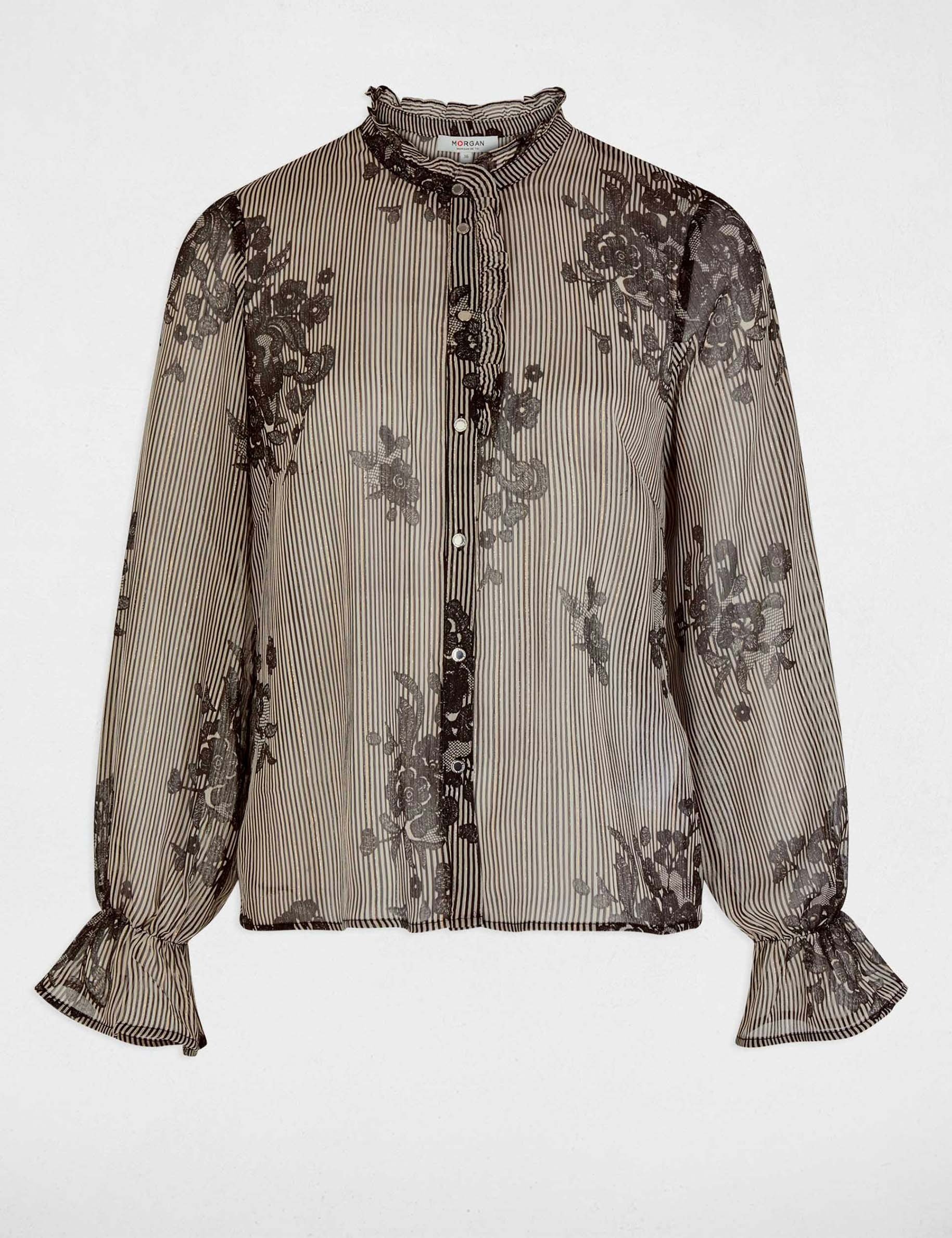 Bedrucktes Hemd mit Stehkragen mehrfarbig damen