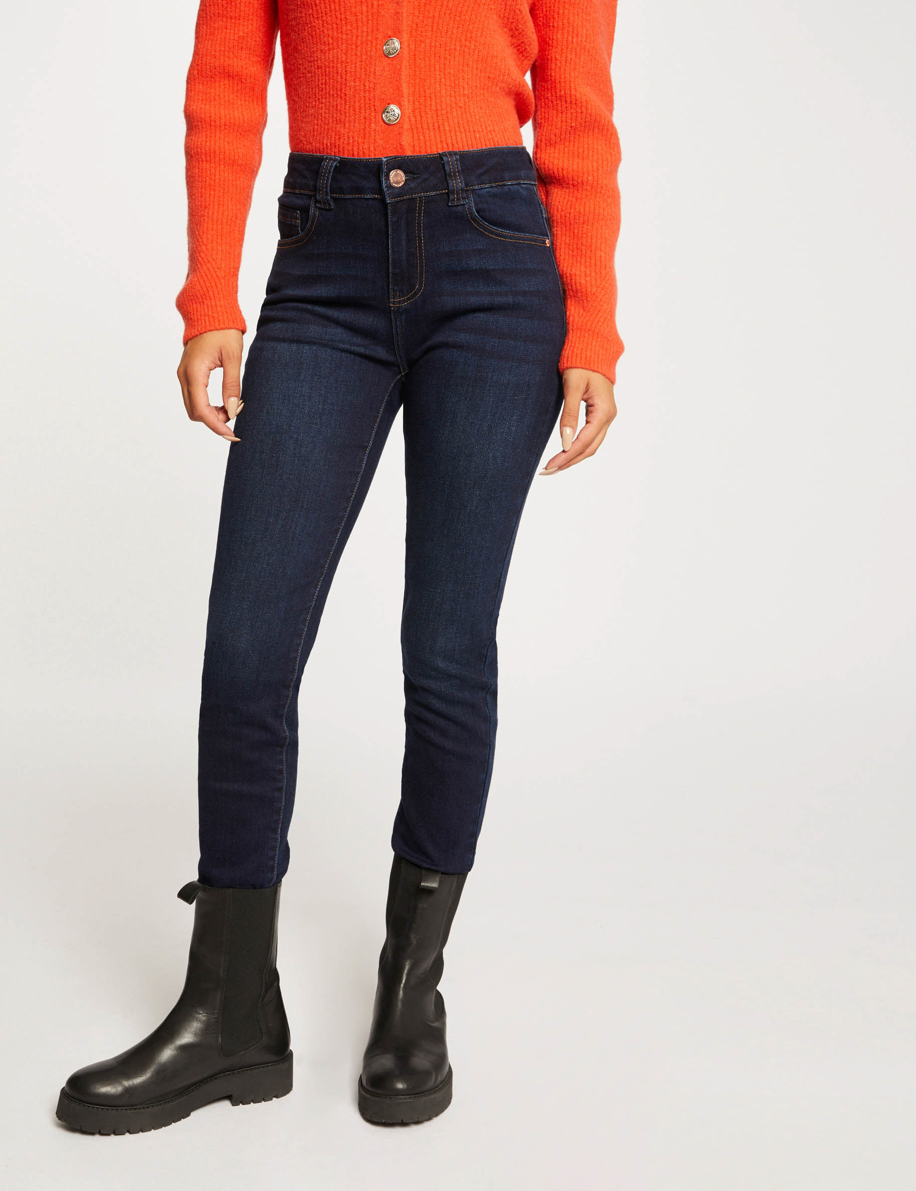 Jeans slim taille haute jean brut femme