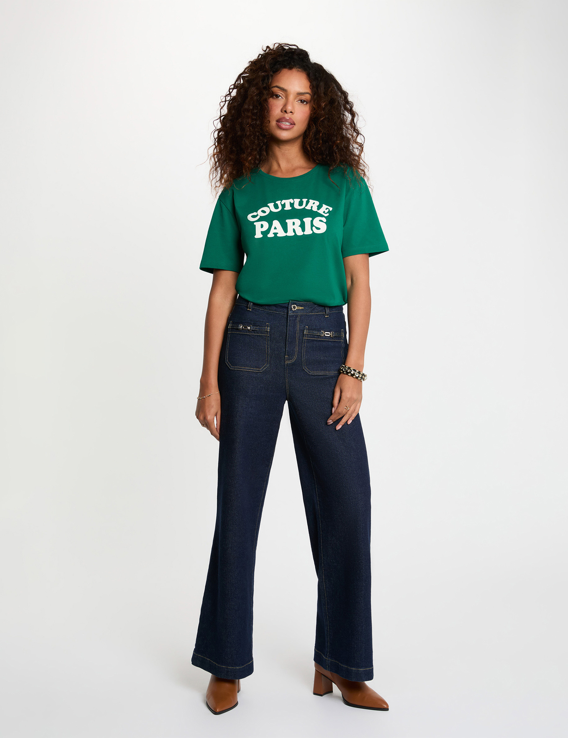 T-shirt manches courtes vert femme