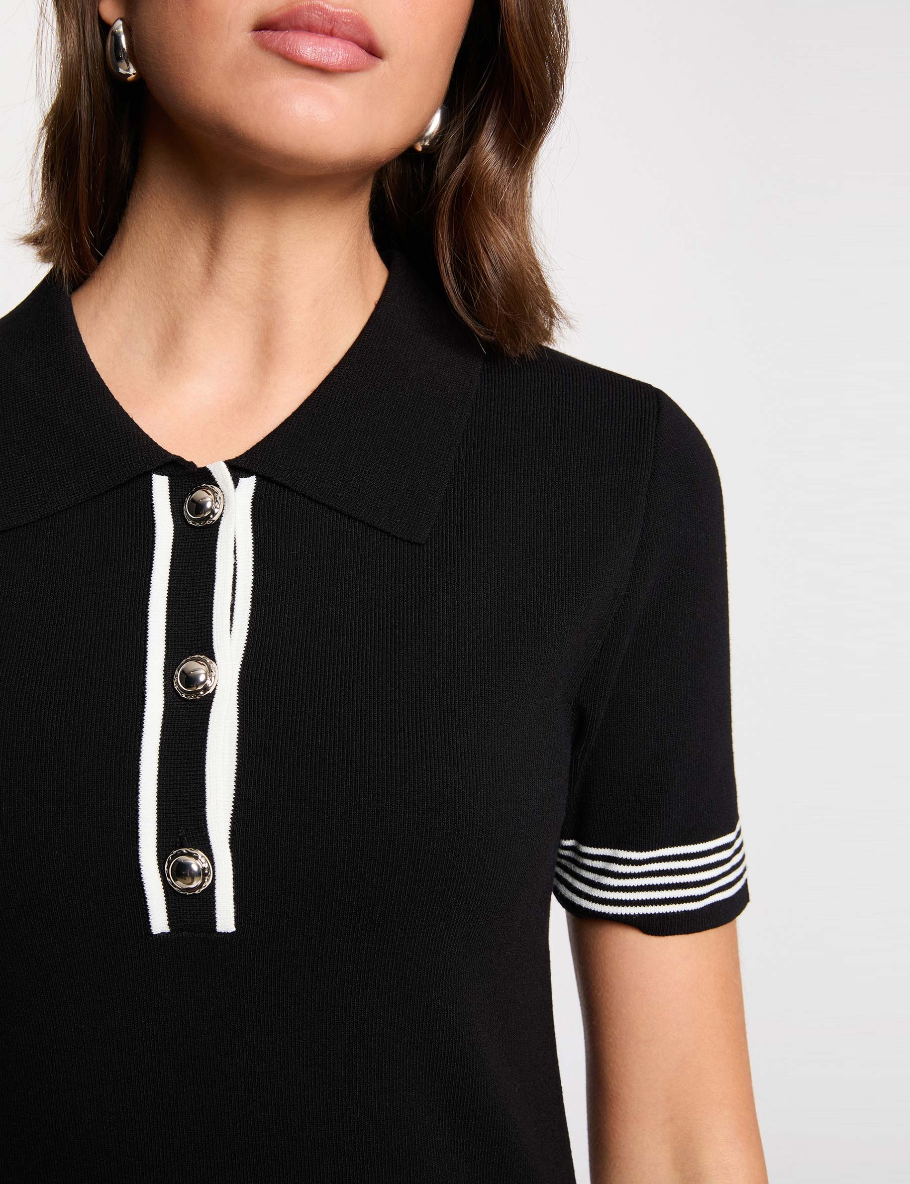 Strickkleid mit Polokragen schwarz damen