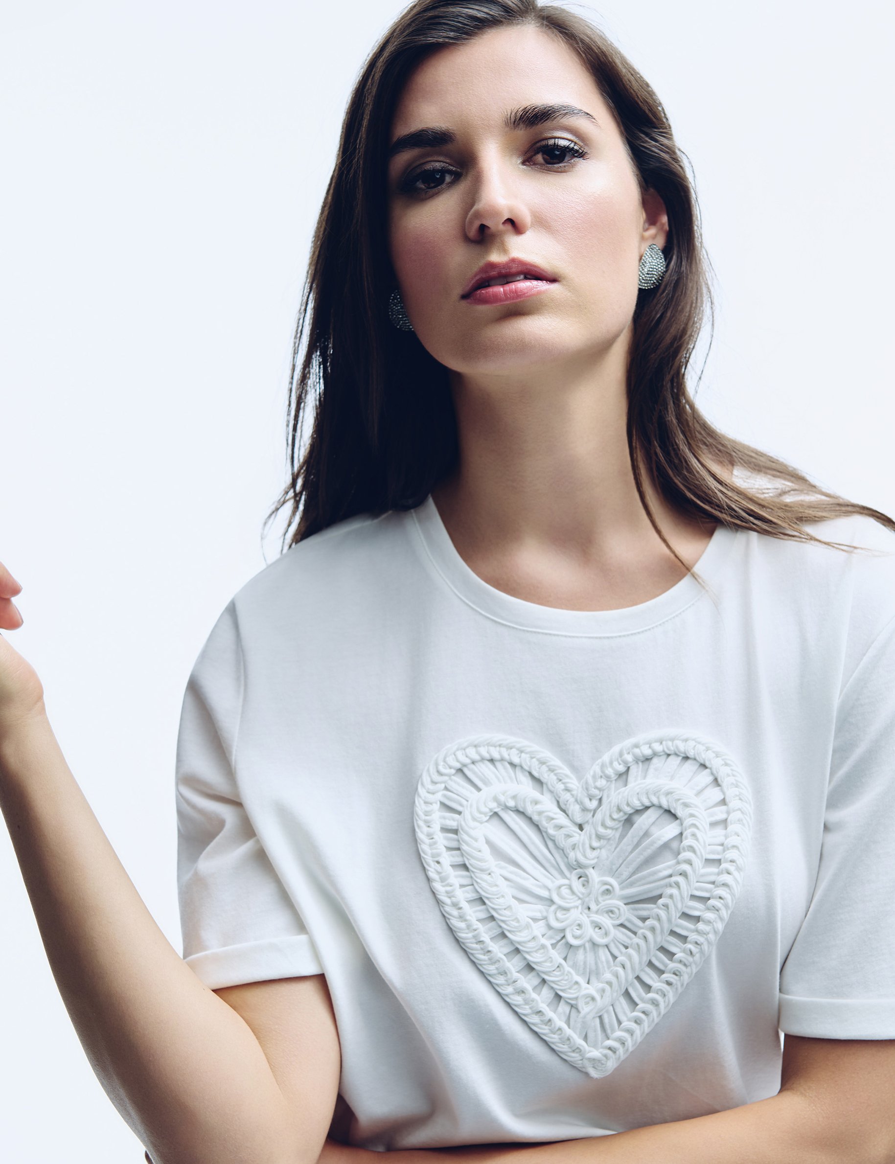 T-shirt droit manches courtes blanc femme