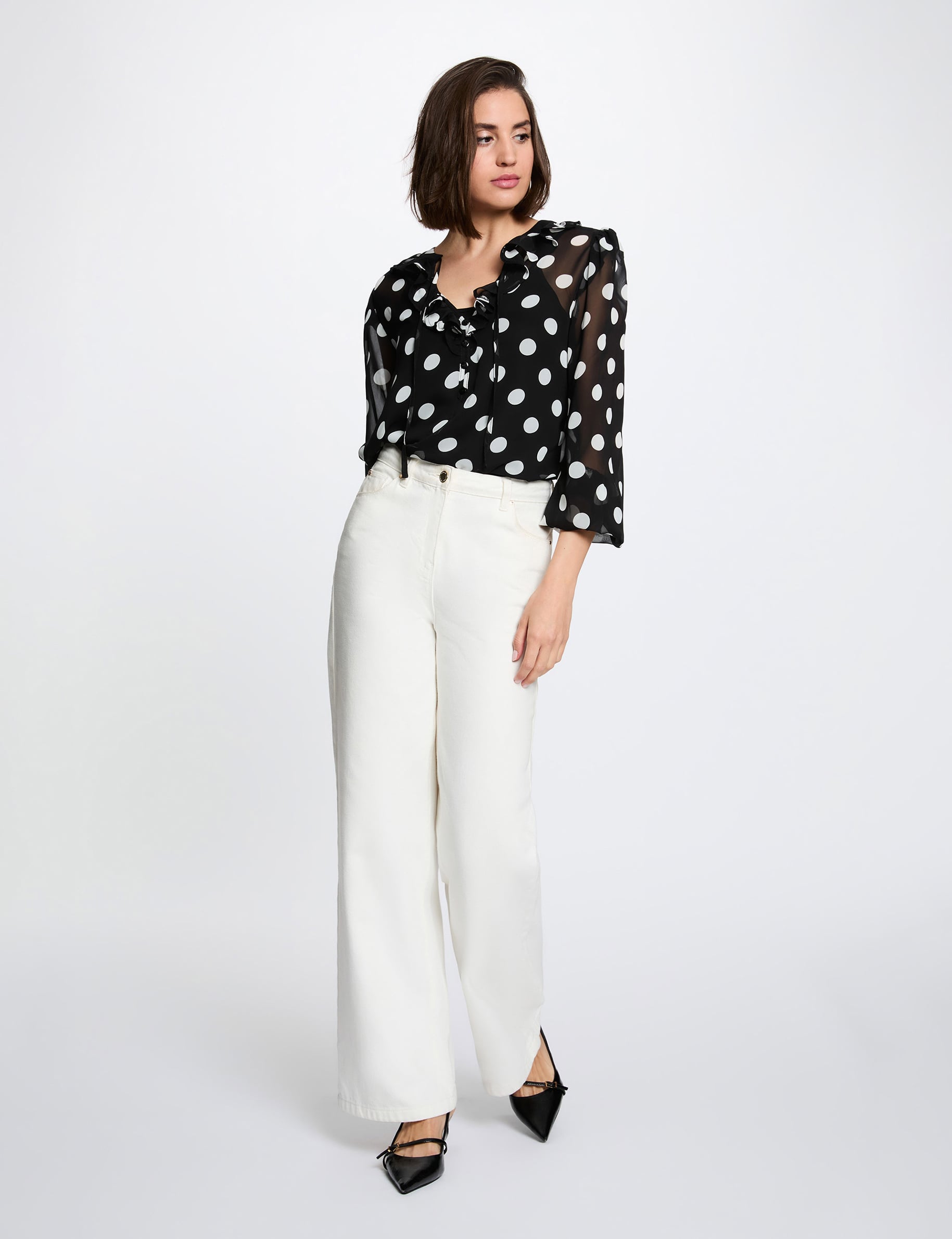 Chemisier voile col lavalli&egrave;re multicolore femme