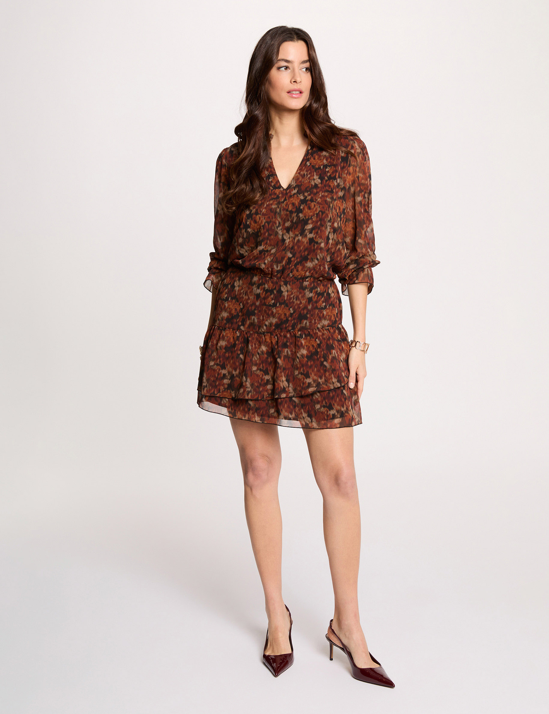 Robe courte ajust&eacute;e multicolore femme