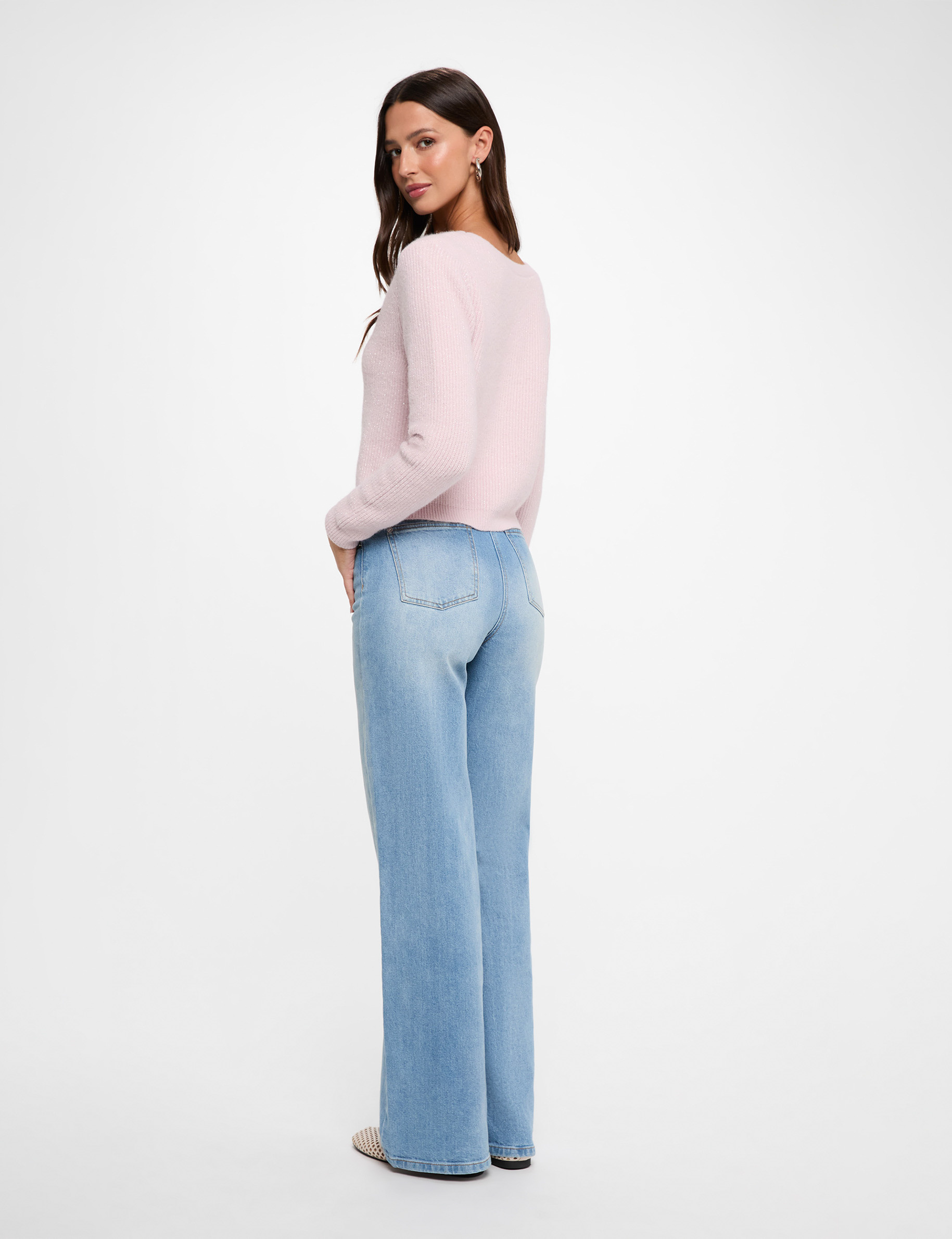 Strickweste mit V-Ausschnitt pastellrosa damen