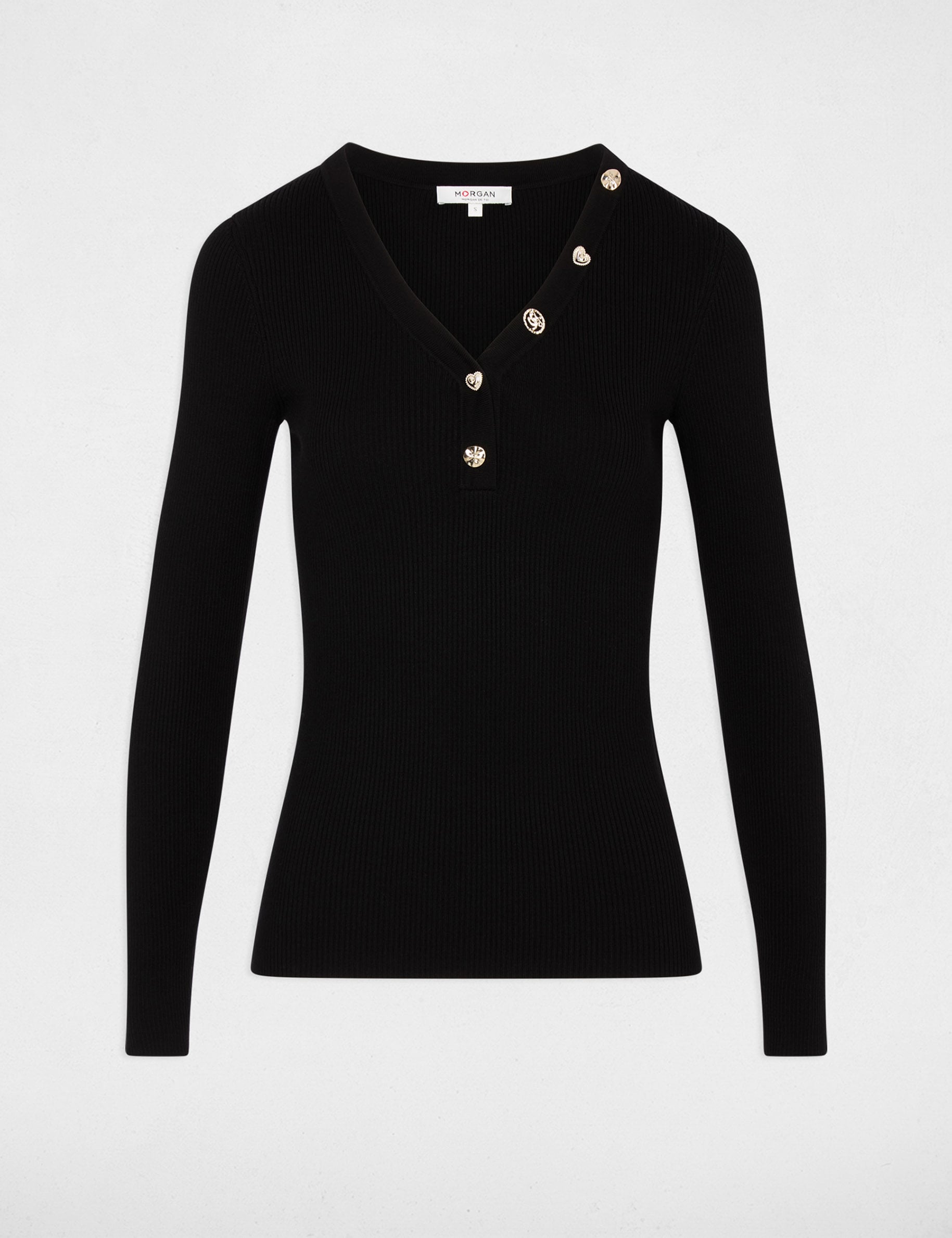 Pullover mit V-Ausschnitt schwarz damen