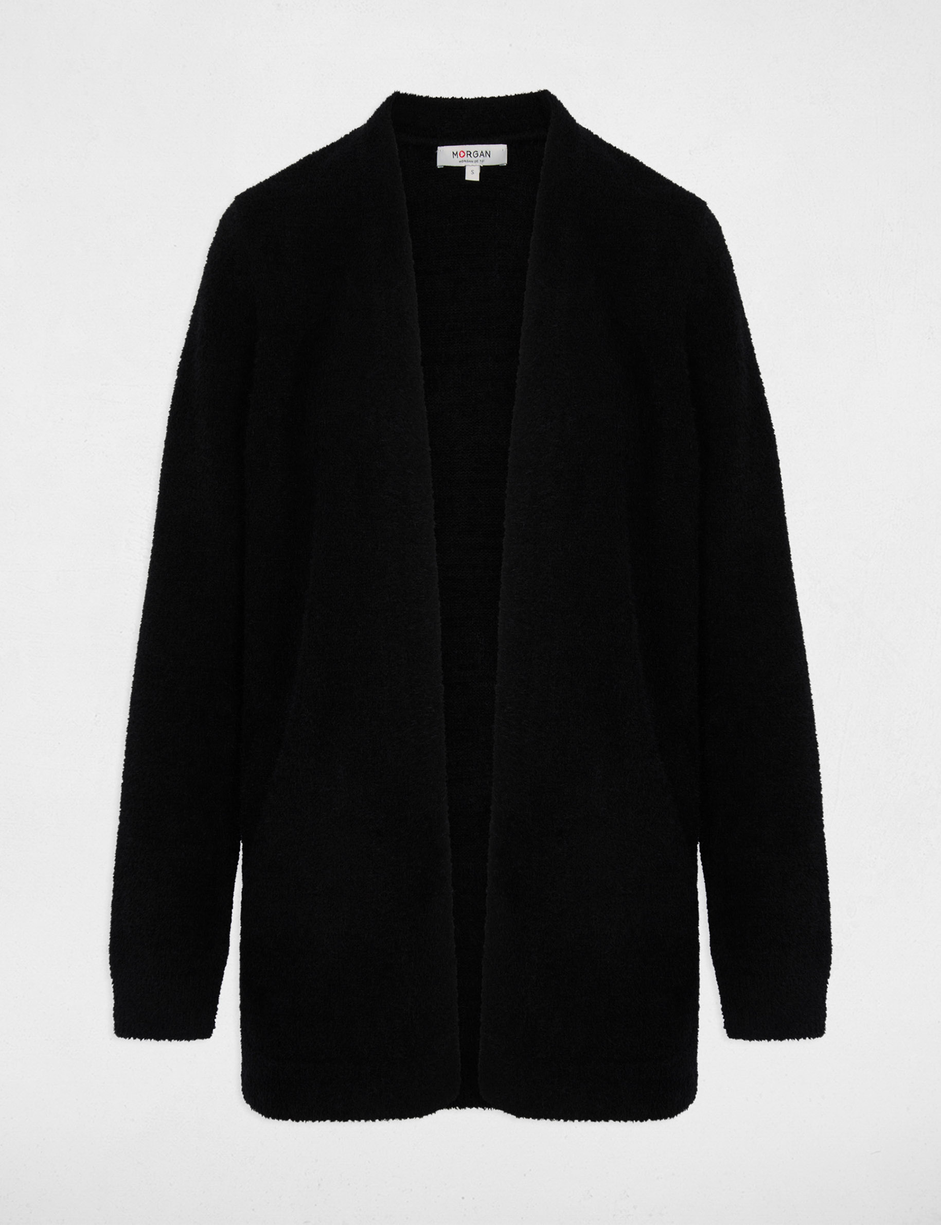 Gilet long col v noir femme