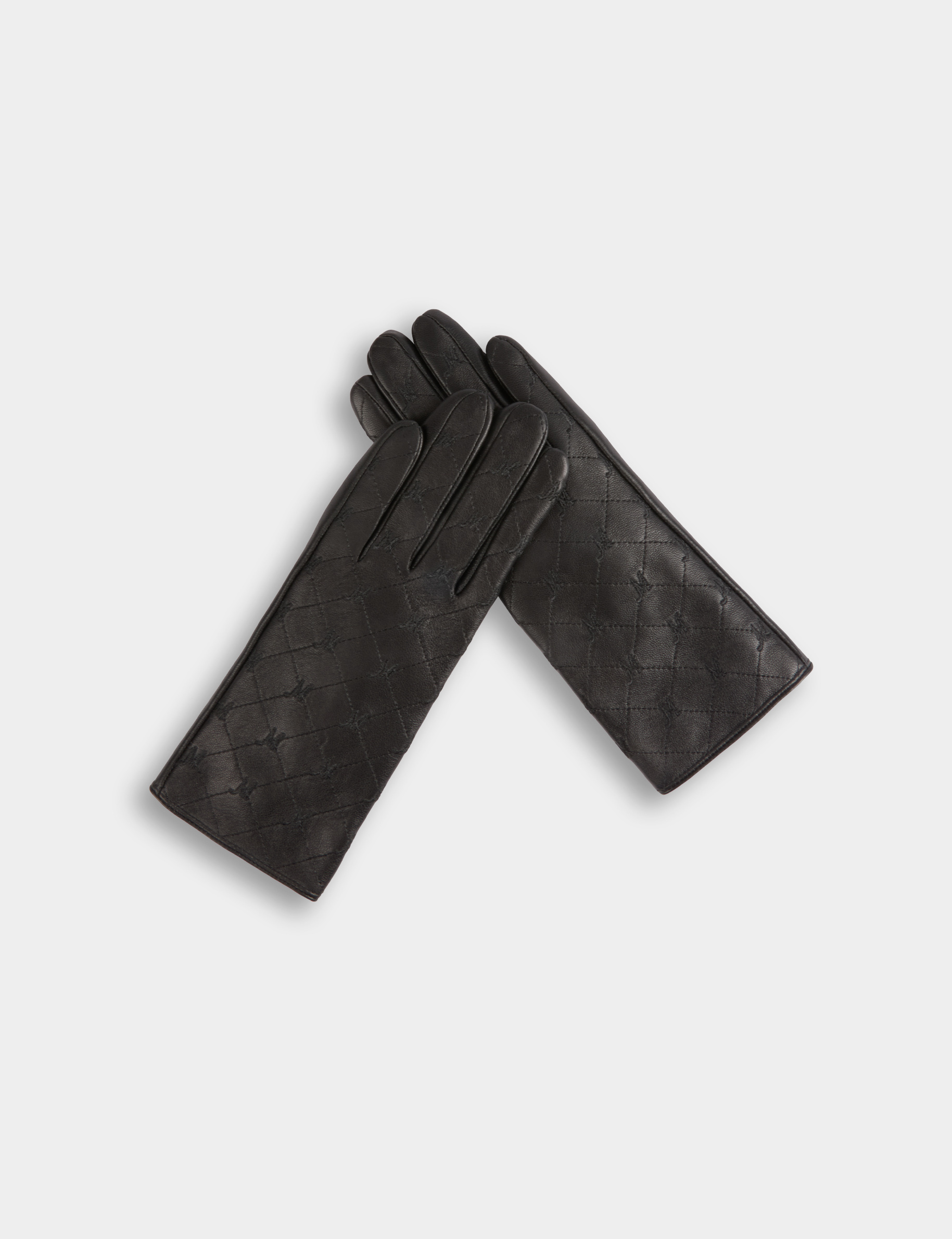 Gants similicuir monogramme noir femme