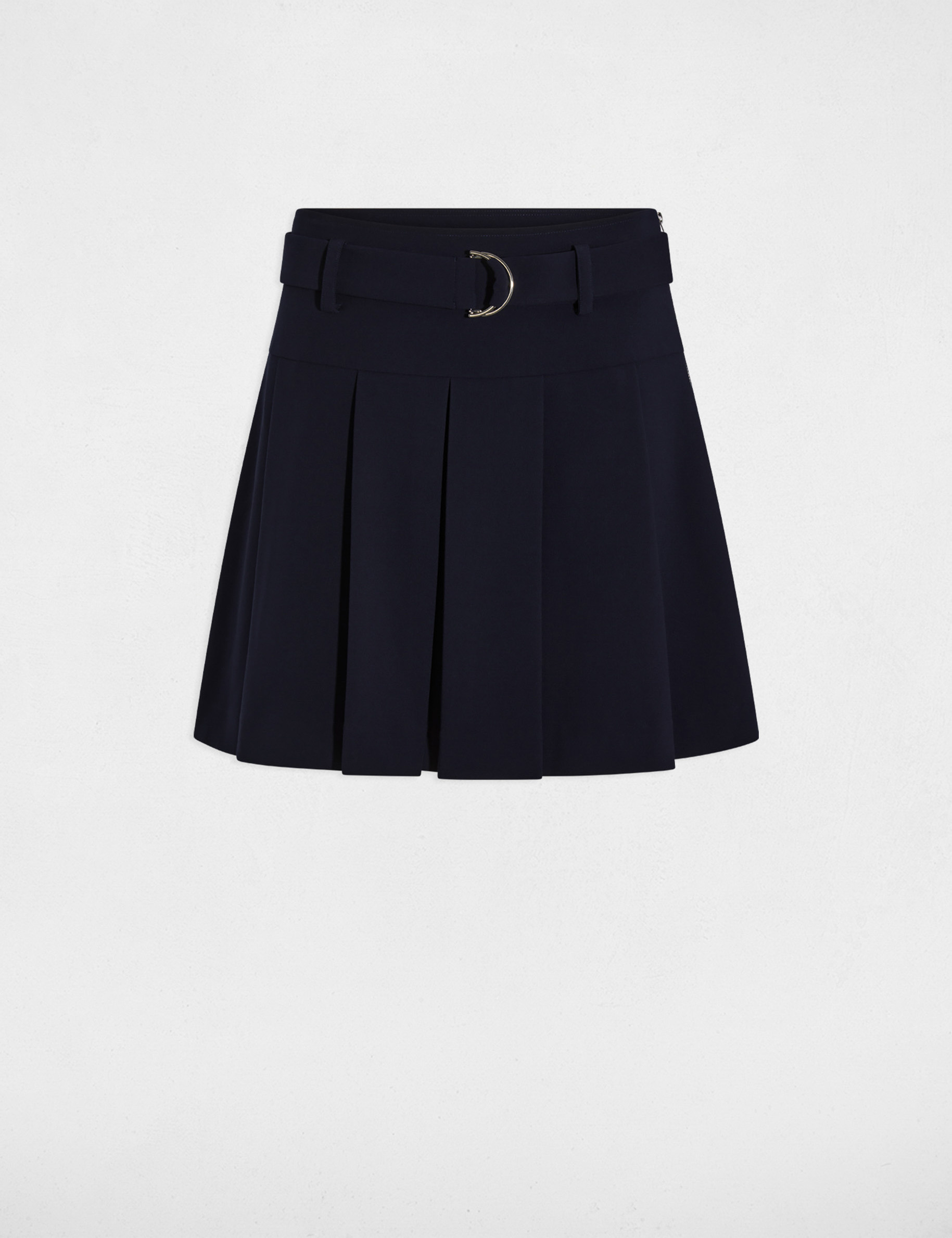 Jupe courte pliss&eacute;e bleu marine femme