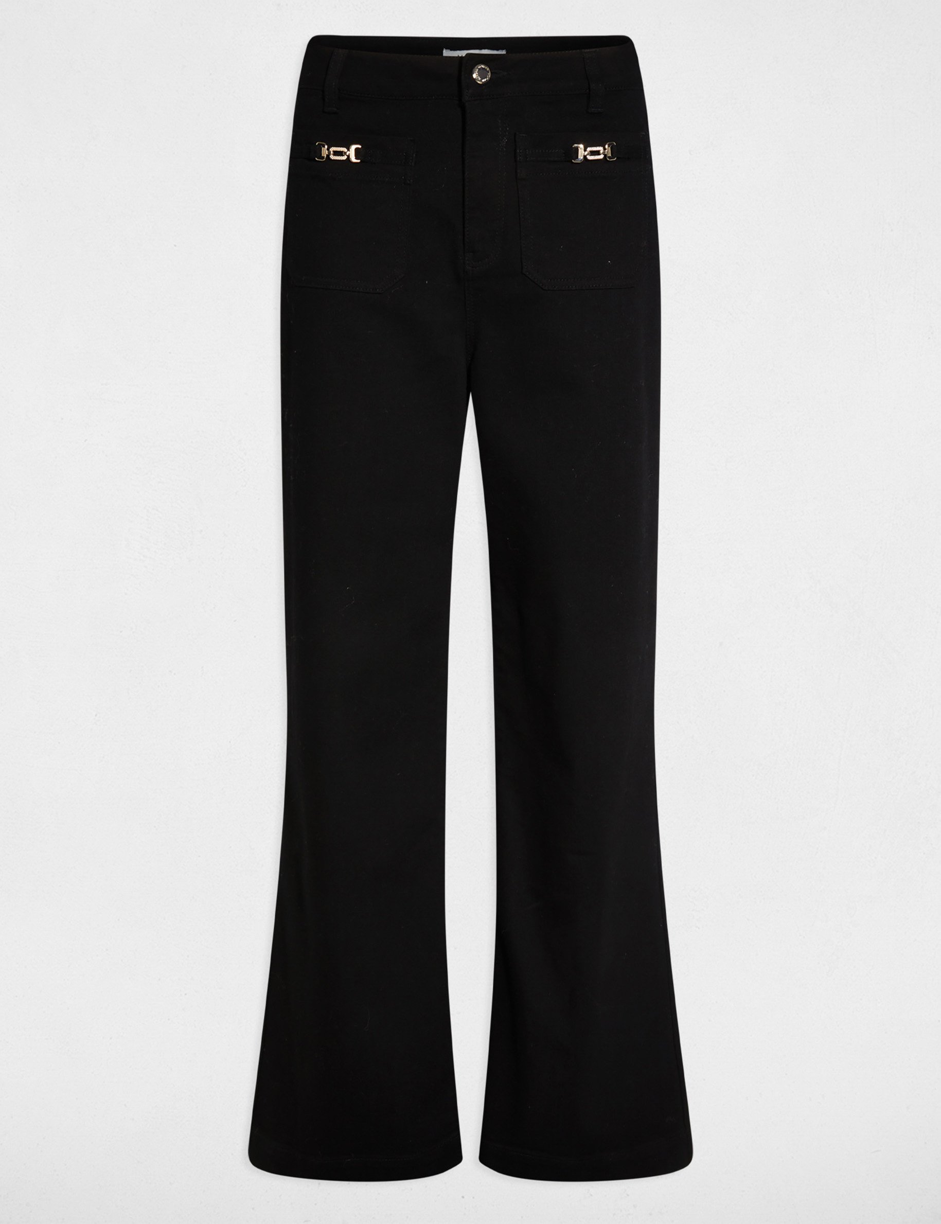 Weit geschnittene hochgeschnittene Hose schwarz damen