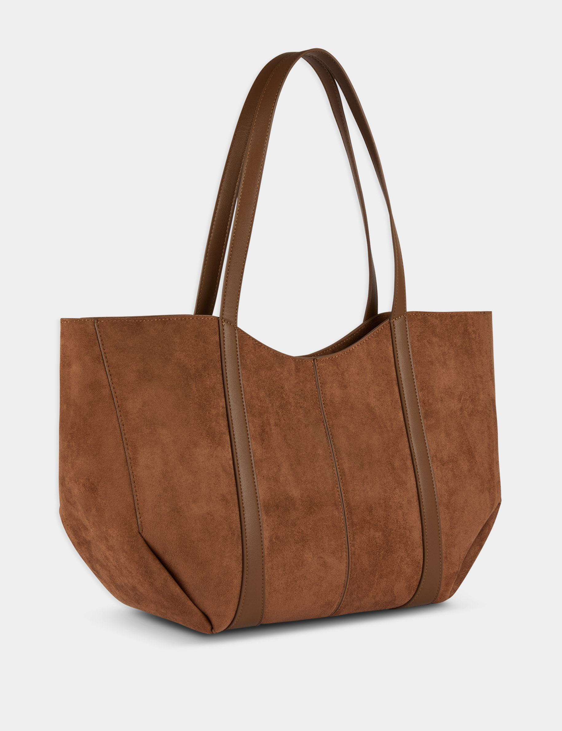 Shopper aus Wildlederoptik cognacbraun damen