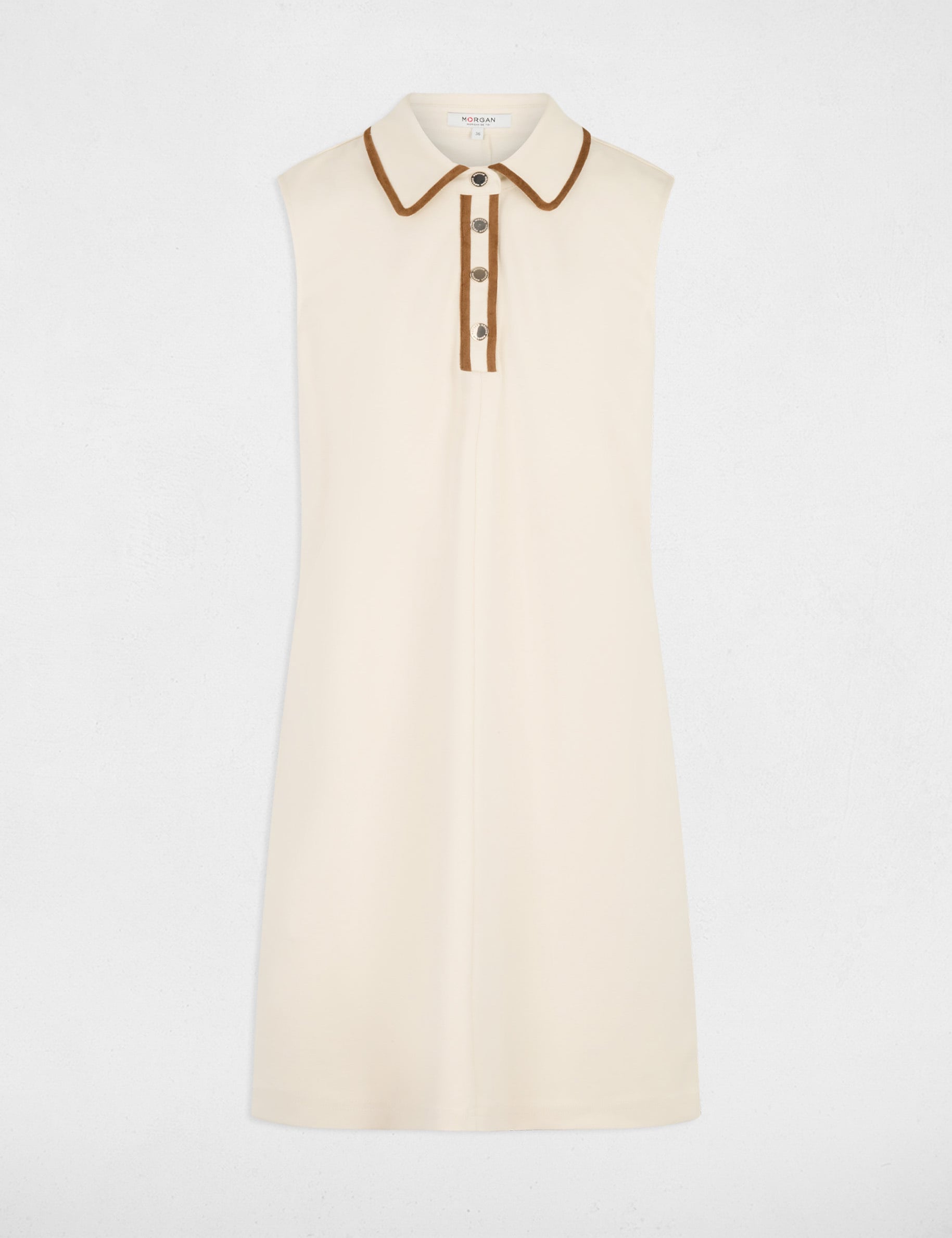 Robe courte col &agrave; revers ivoire femme
