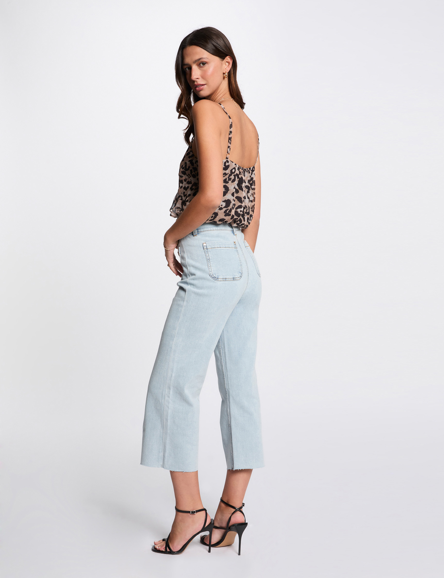 pantalon jambe large 78eme denim bleach femme Pantalon jambe large 7/8ème denim bleach femme