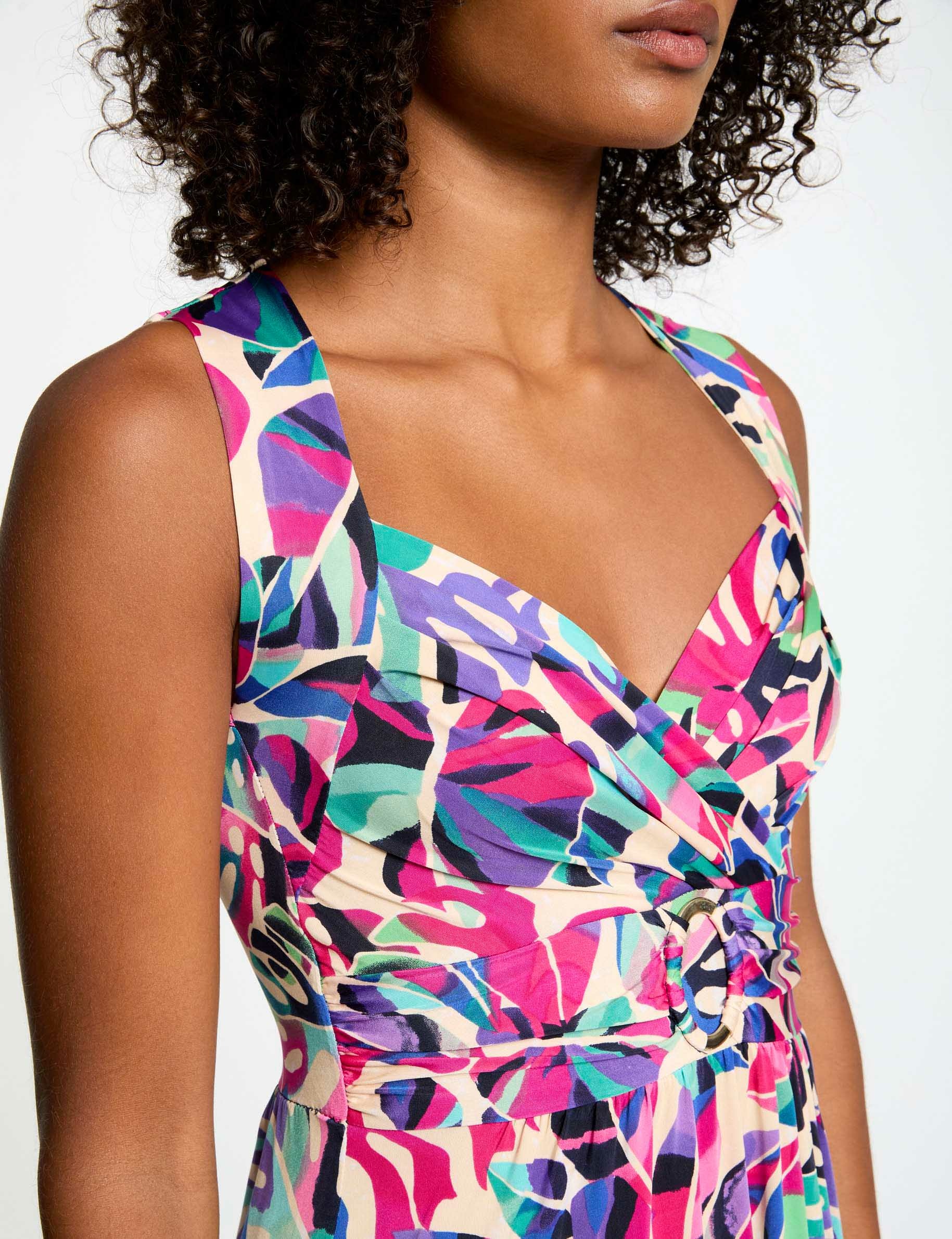 kurzes ausgestelltes bedrucktes kleid mehrfarbig damen Kurzes, ausgestelltes, bedrucktes Kleid mehrfarbig damen