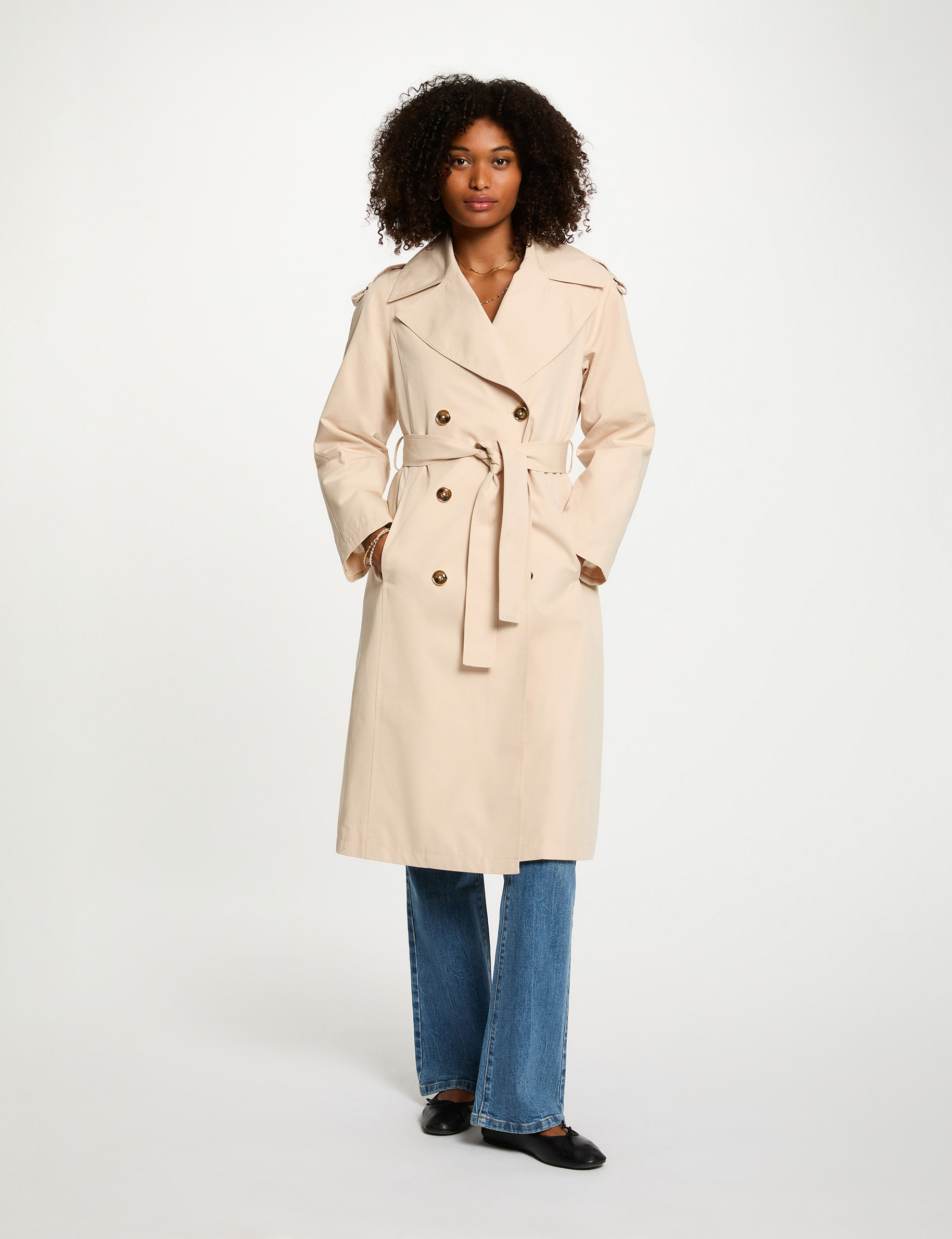 trench long col tailleur sable femme Trench long col tailleur sable femme