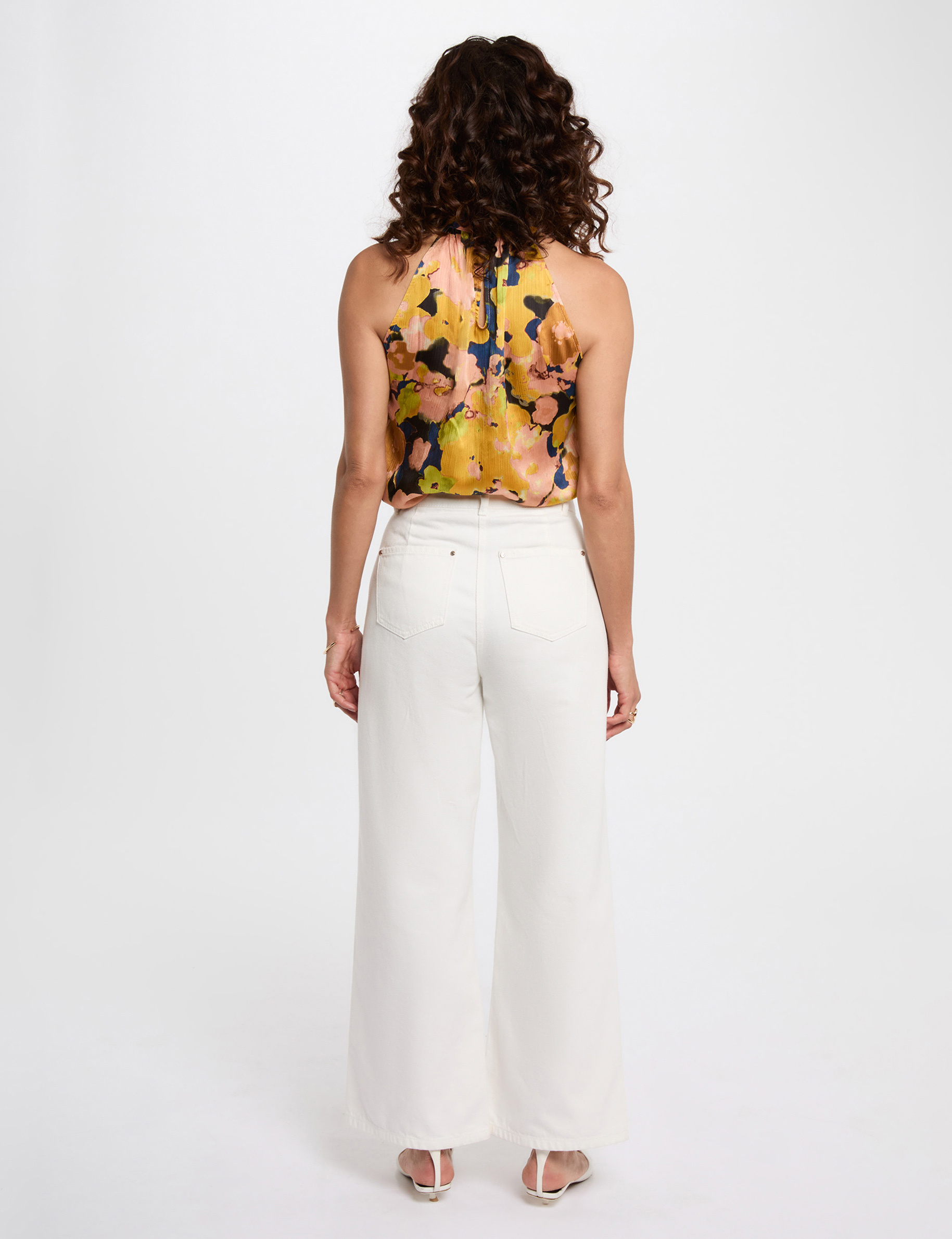 top fluide col montant multicolore femme Top fluide col montant multicolore femme