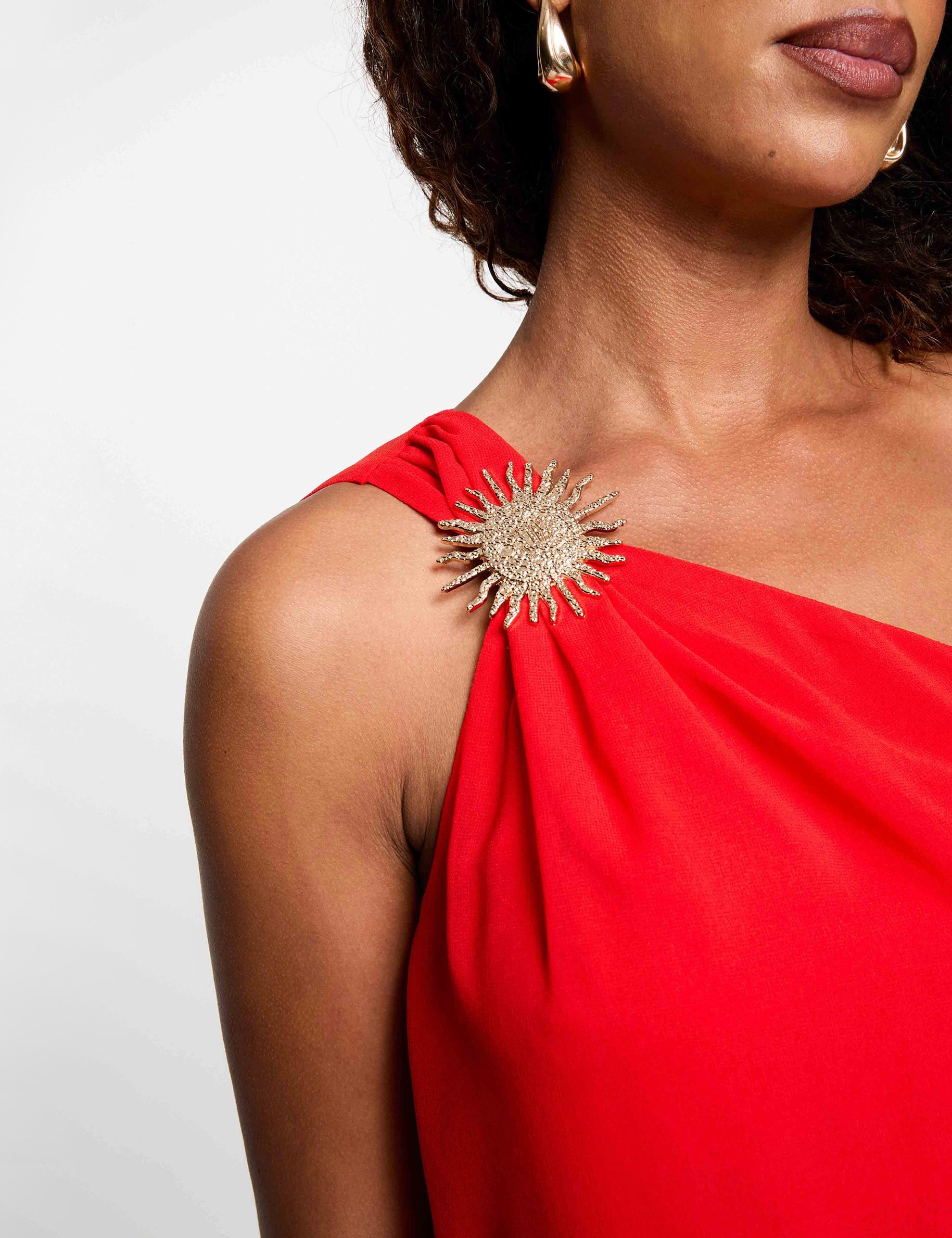Asymmetrisches Voilentop rot damen