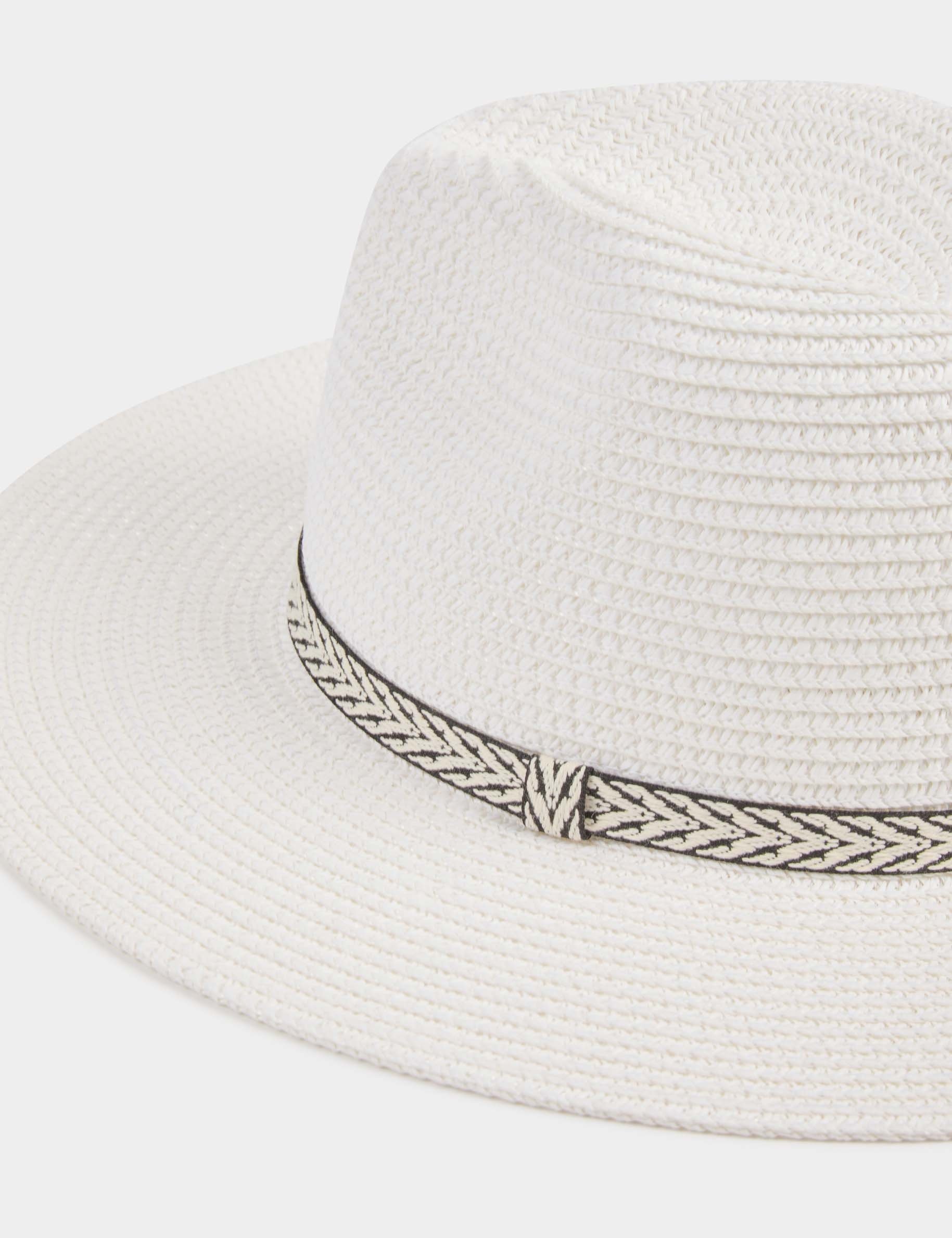 Grafischer Strohhut weiss damen
