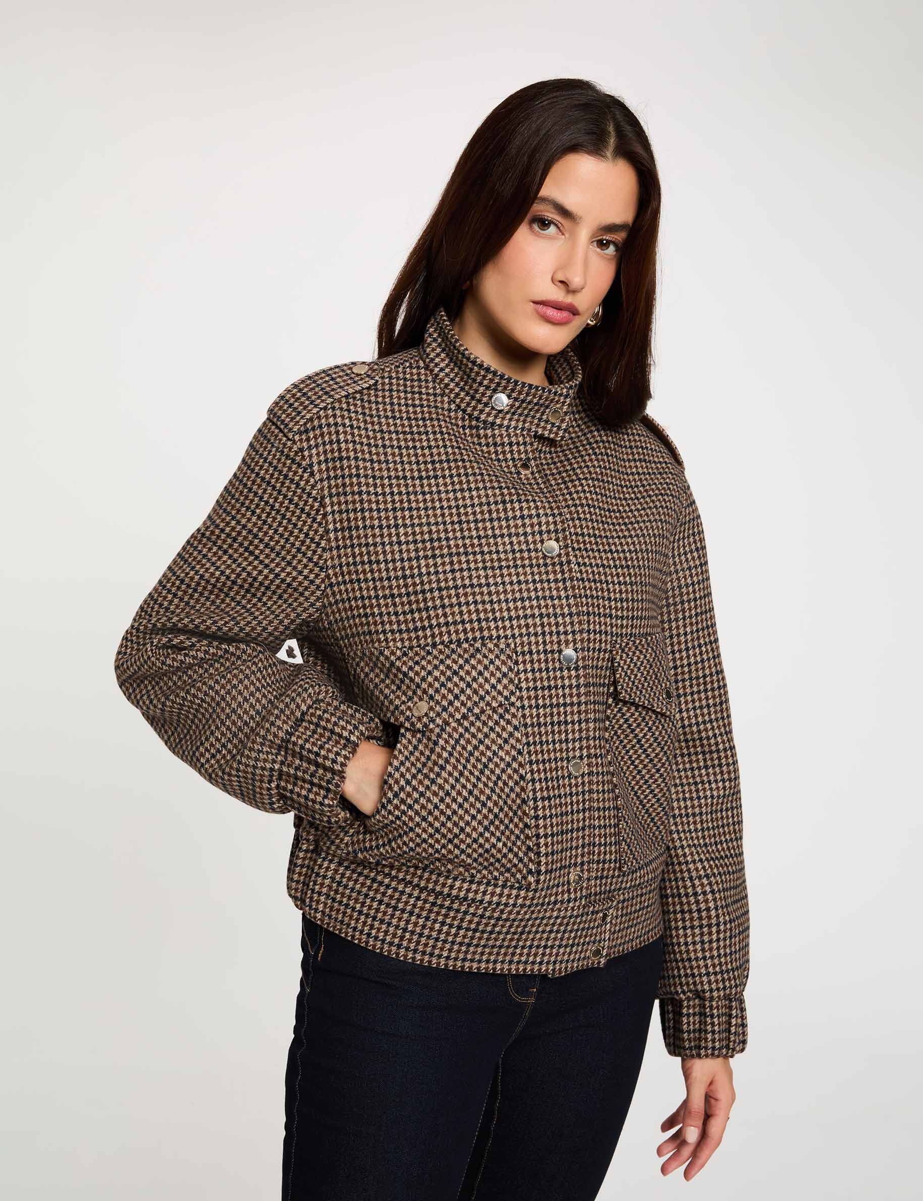 Tweedjacke mit Mao-Kragen mehrfarbig damen