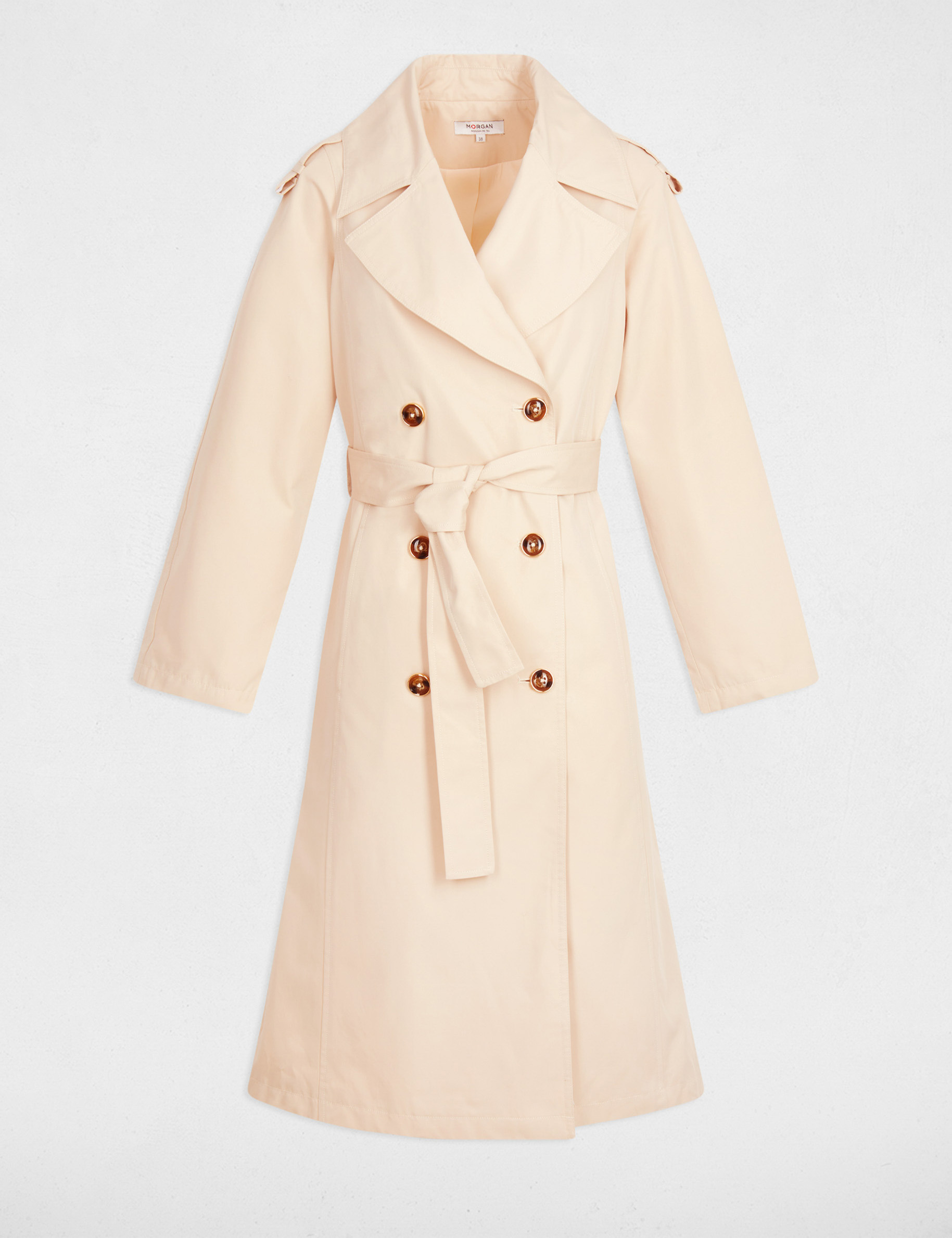 langer trenchcoat mit reverskragen sandfarben damen Langer trenchcoat mit reverskragen sandfarben damen