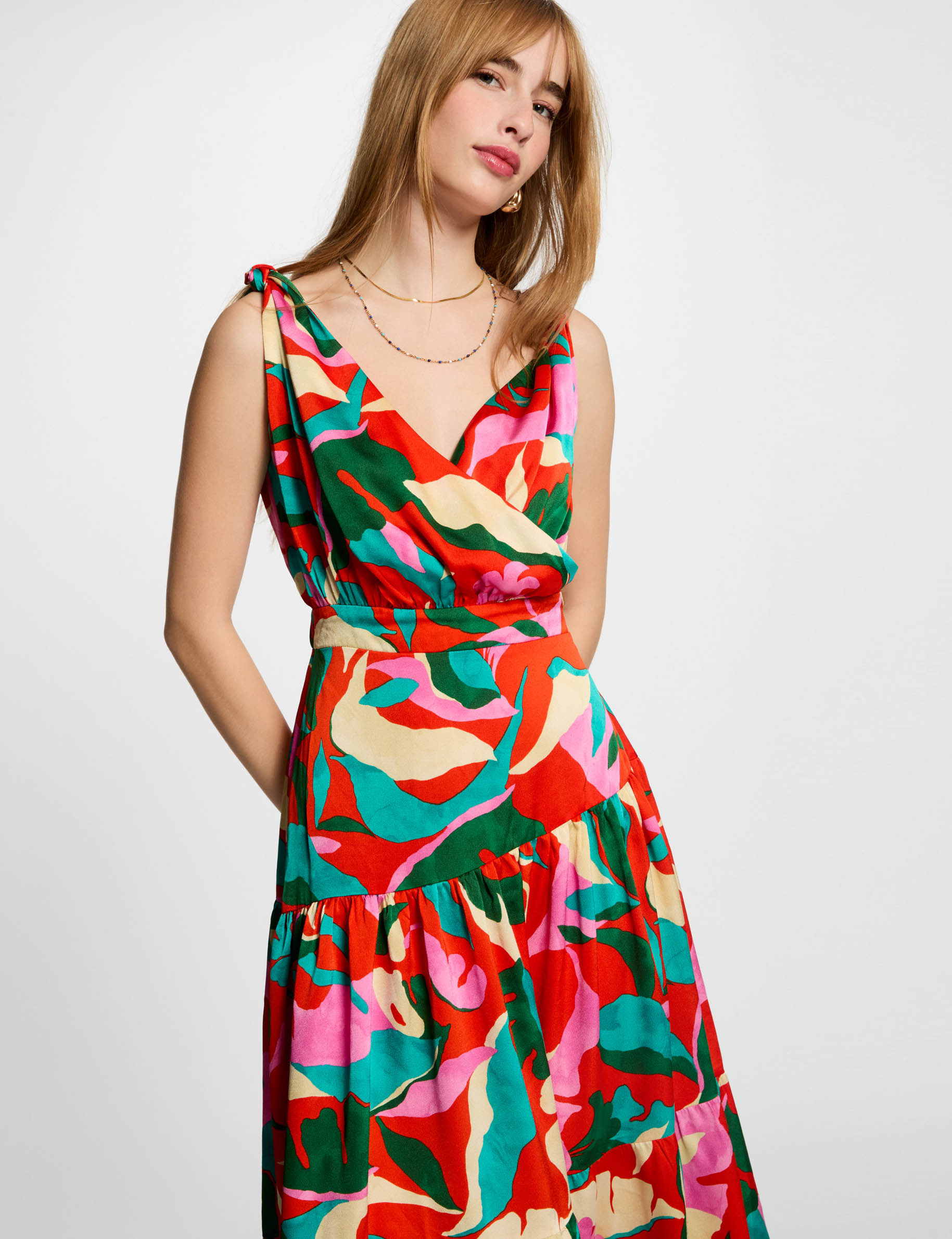 robe longue droite imprimee multicolore femme Robe longue droite imprimée multicolore femme
