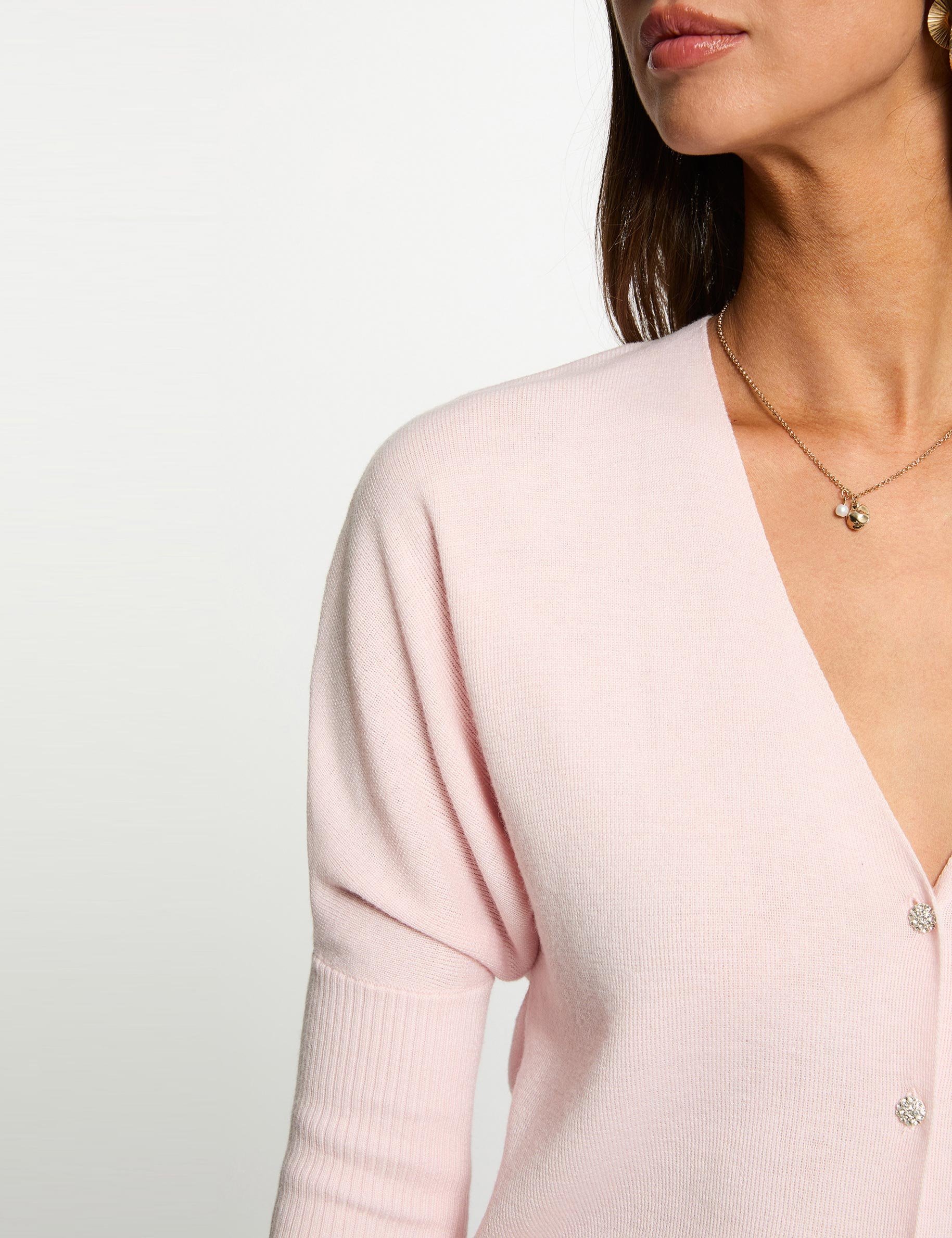 Strickjacke mit V-Ausschnitt hellrosa damen