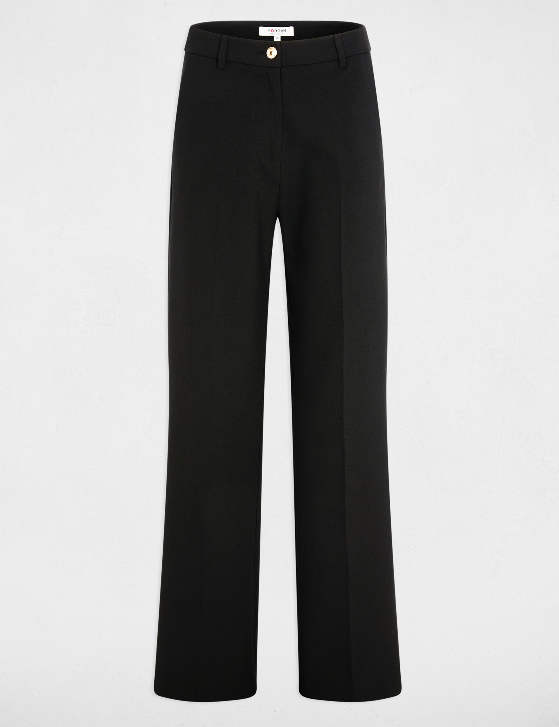 Pantalon droit taille haute noir femme